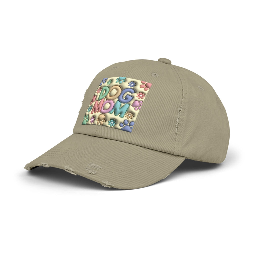 Dog Mom pastel paw print Hat | Distressed Dad Cap