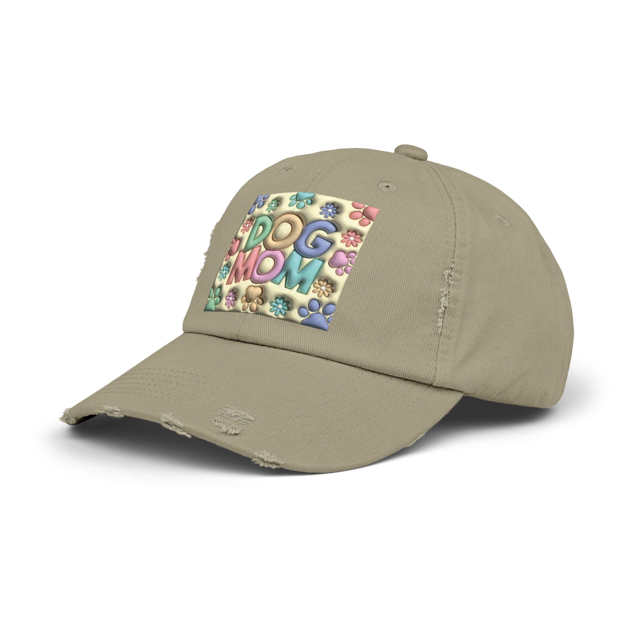 Dog Mom pastel paw print Hat | Distressed Dad Cap