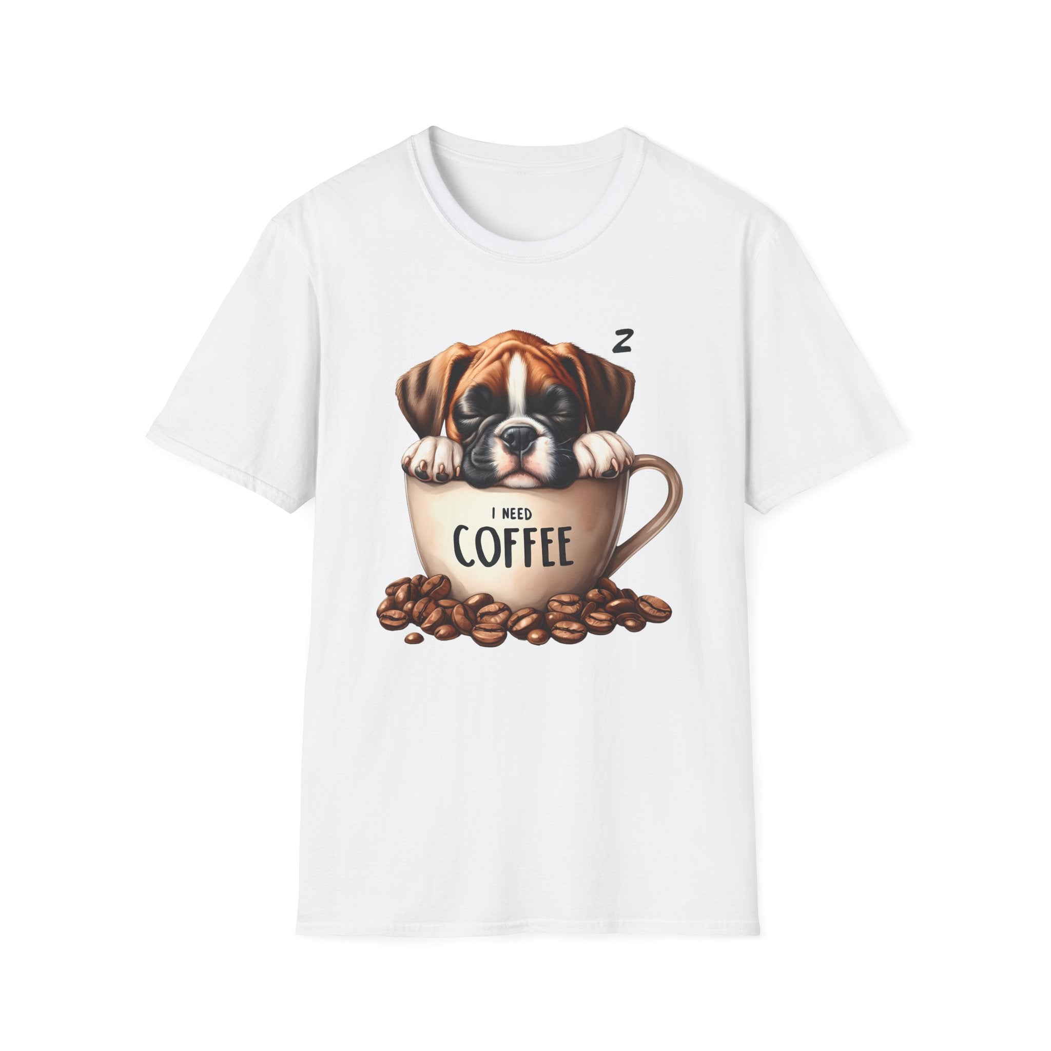 Sleeping Puppy in Coffee Cup T-Shirt | I Need Coffee Design