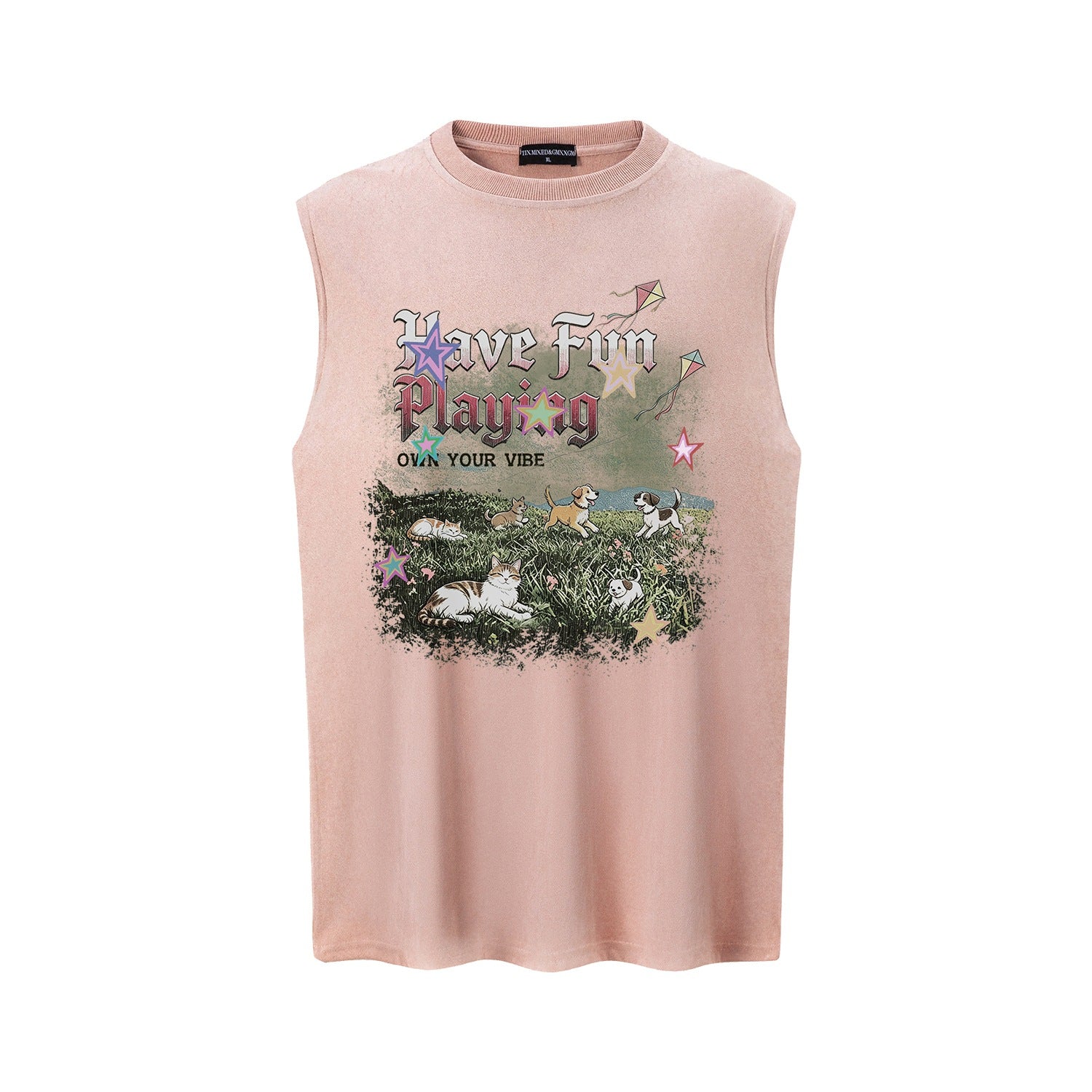 Make old cat and dog printed vest