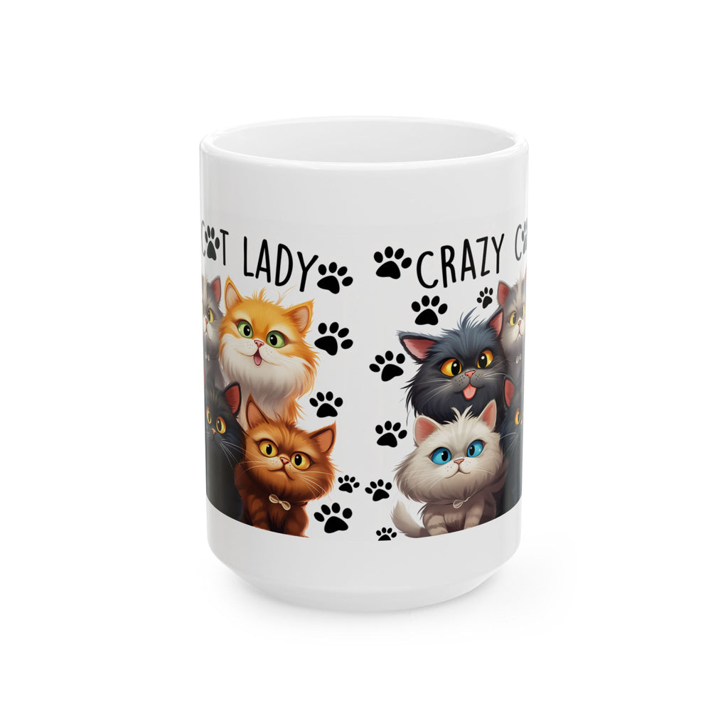 Crazy Cat Lady Cats mug | Cute cartoon kittens paw prints ceramic mug