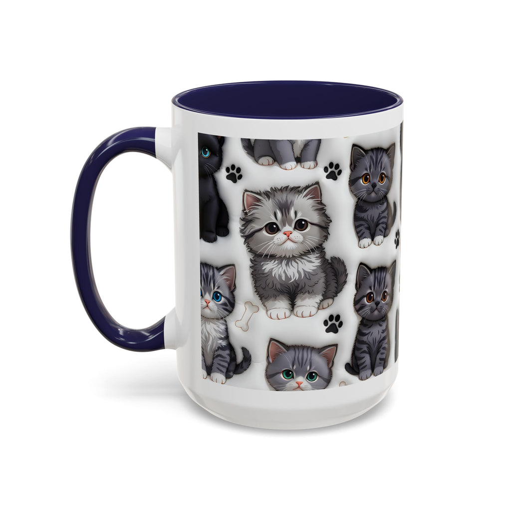 Cute Kitten Pattern Accent Coffee Mug | Cat Paw Print Design