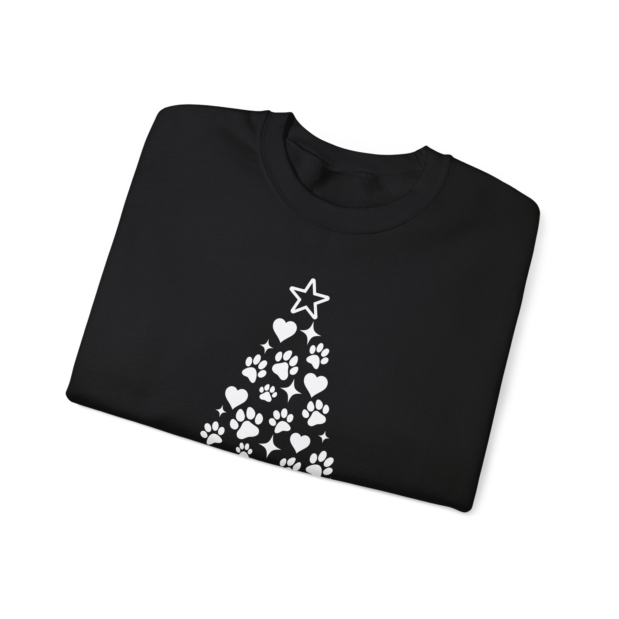 Paw Paw Print Christmas Tree Sweatshirt | Pet Lover Holiday Crewneck