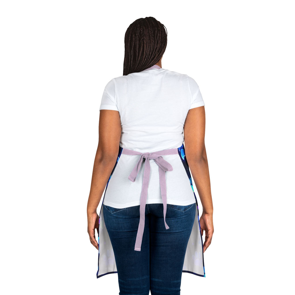 Neon Paw Prints Apron | Colorful Cat Dog Paws Pattern
