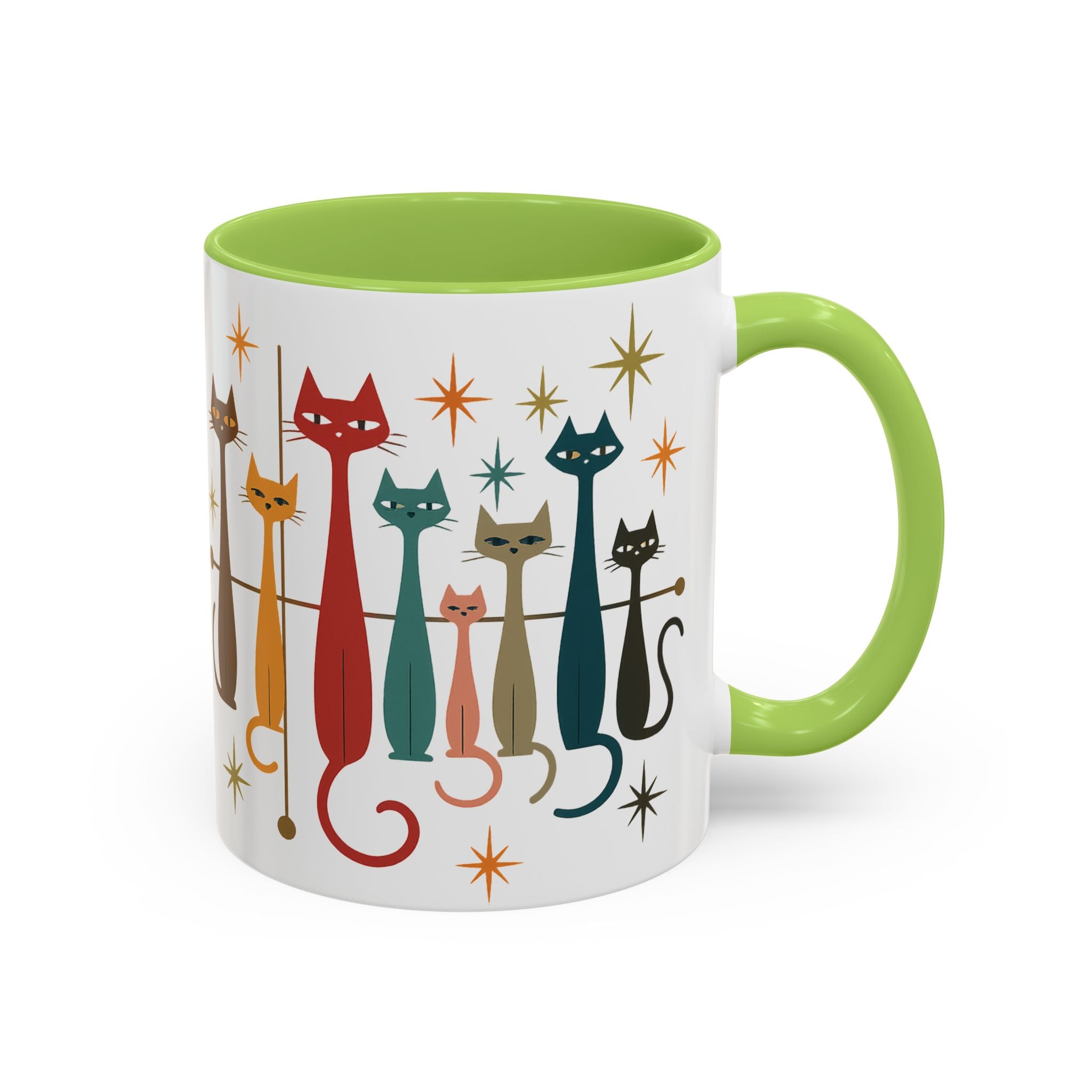 Retro Mid-Century Cats 1950s 1960s Accent Coffee Mug | 11oz 15oz