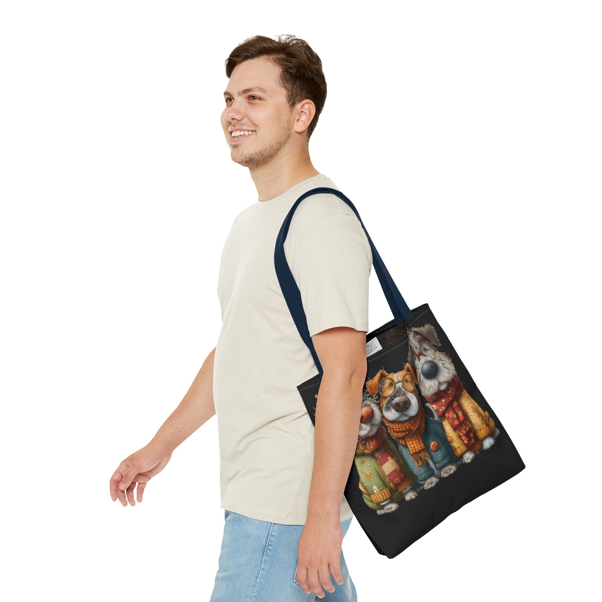 Three Cozy Dogs Tote Bag | Cute Winter Dogs Illustration