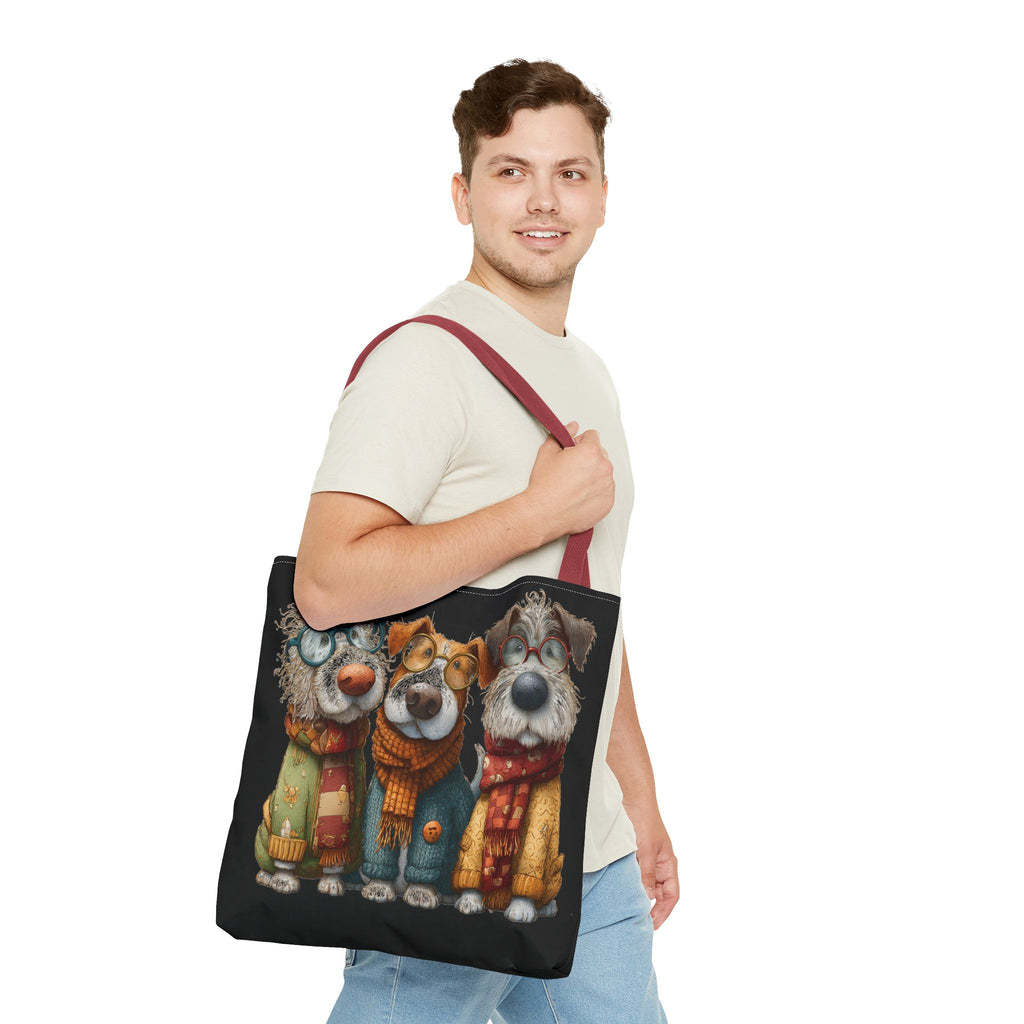 Three Cozy Dogs Tote Bag | Cute Winter Dogs Illustration