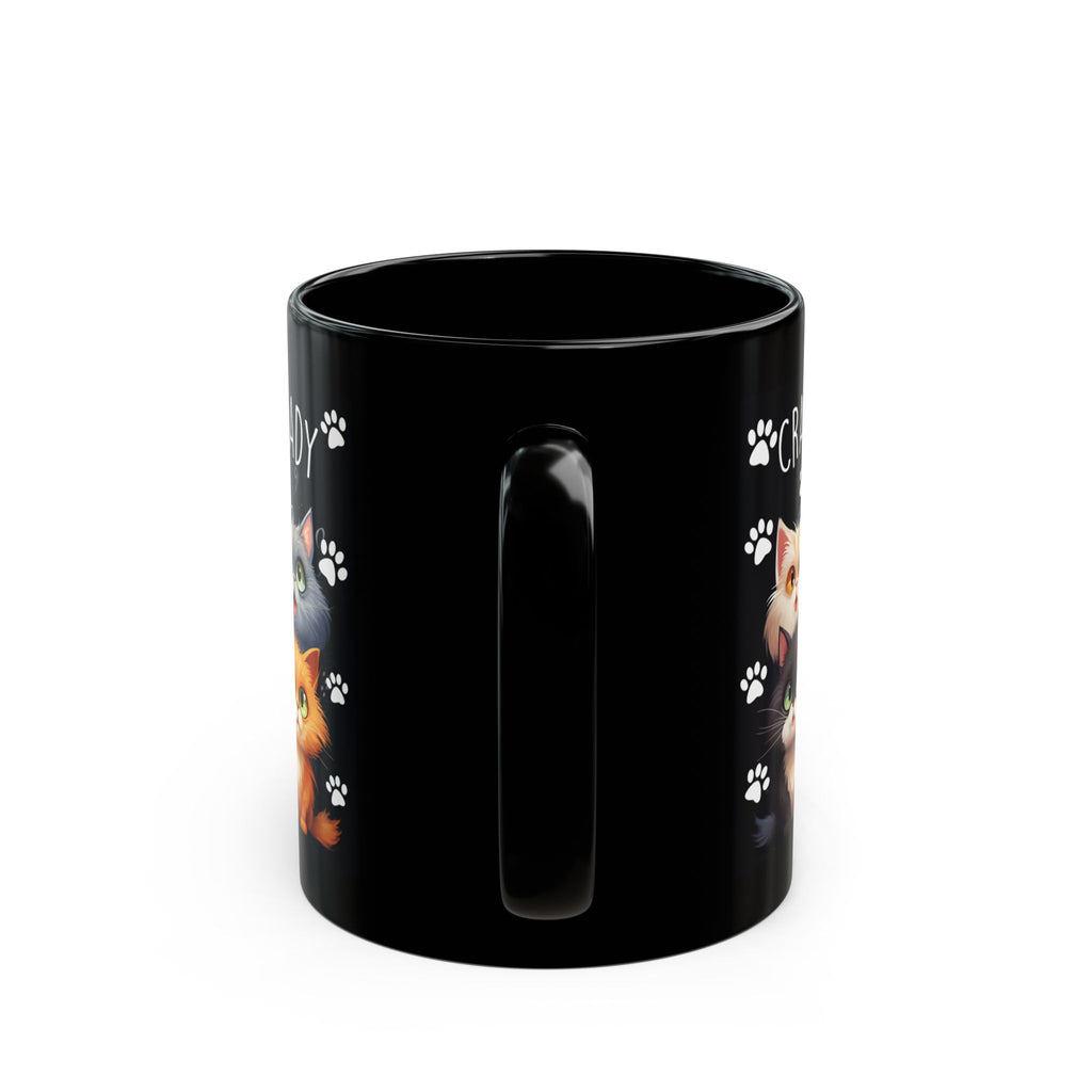 Crazy Cat Lady Mug | Black Cat Paw Print Coffee Cup