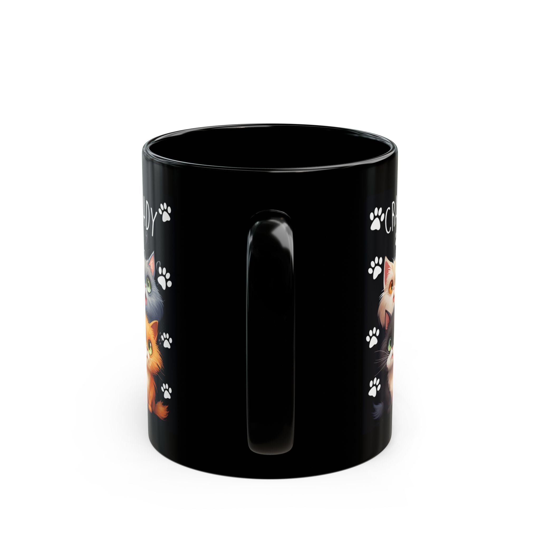 Crazy Cat Lady Mug | Black Cat Paw Print Coffee Cup
