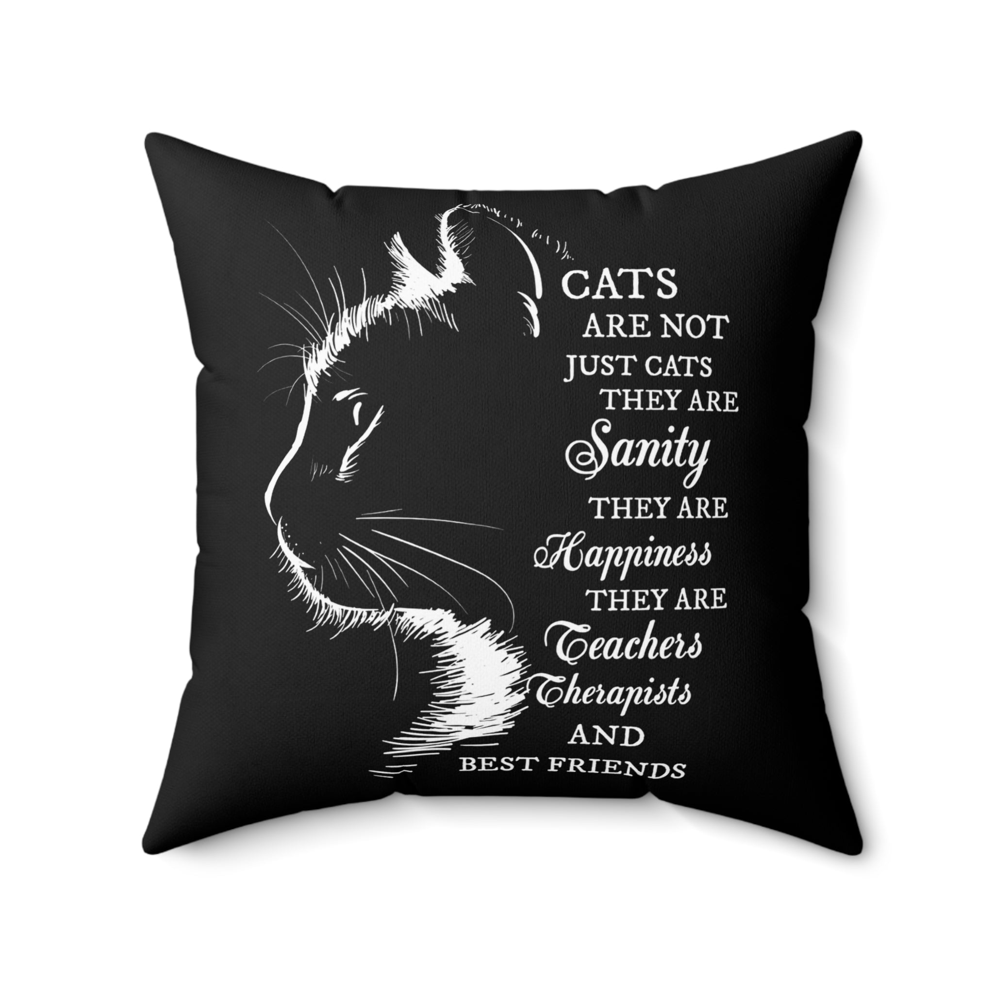 Black Cat Silhouette Pillow | Cat Quote Throw Pillow, Square Polyester Pillow