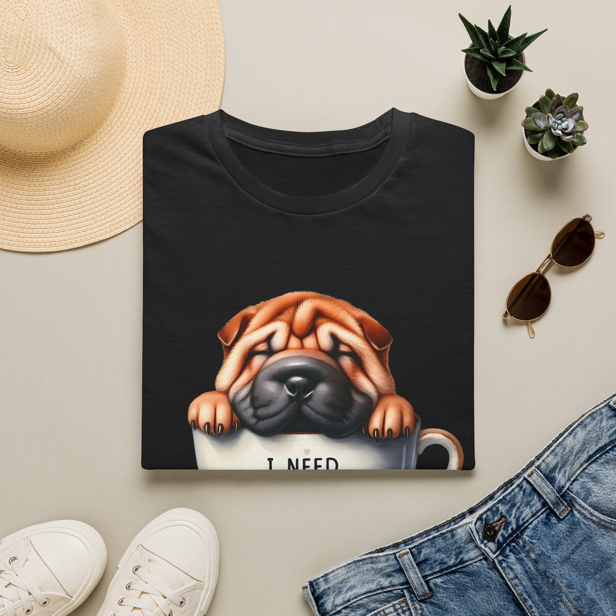 Pug in Coffee Cup T-Shirt | I Need Coffee Puppy Tee