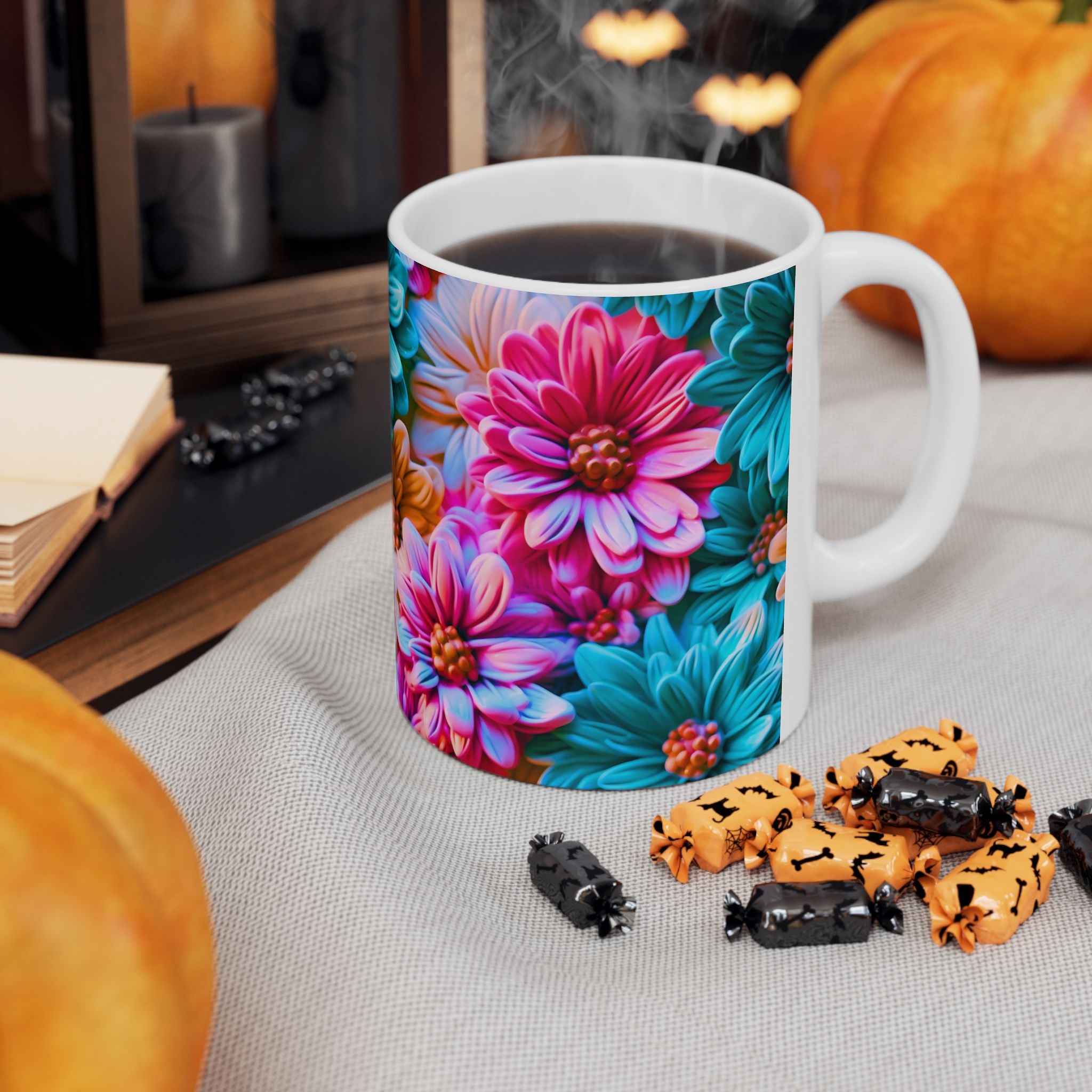 Colorful Daisy Pattern Mug | Floral Ceramic Coffee Cup