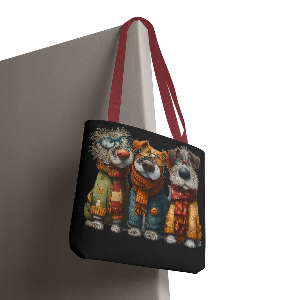 Three Cozy Dogs Tote Bag | Cute Winter Dogs Illustration