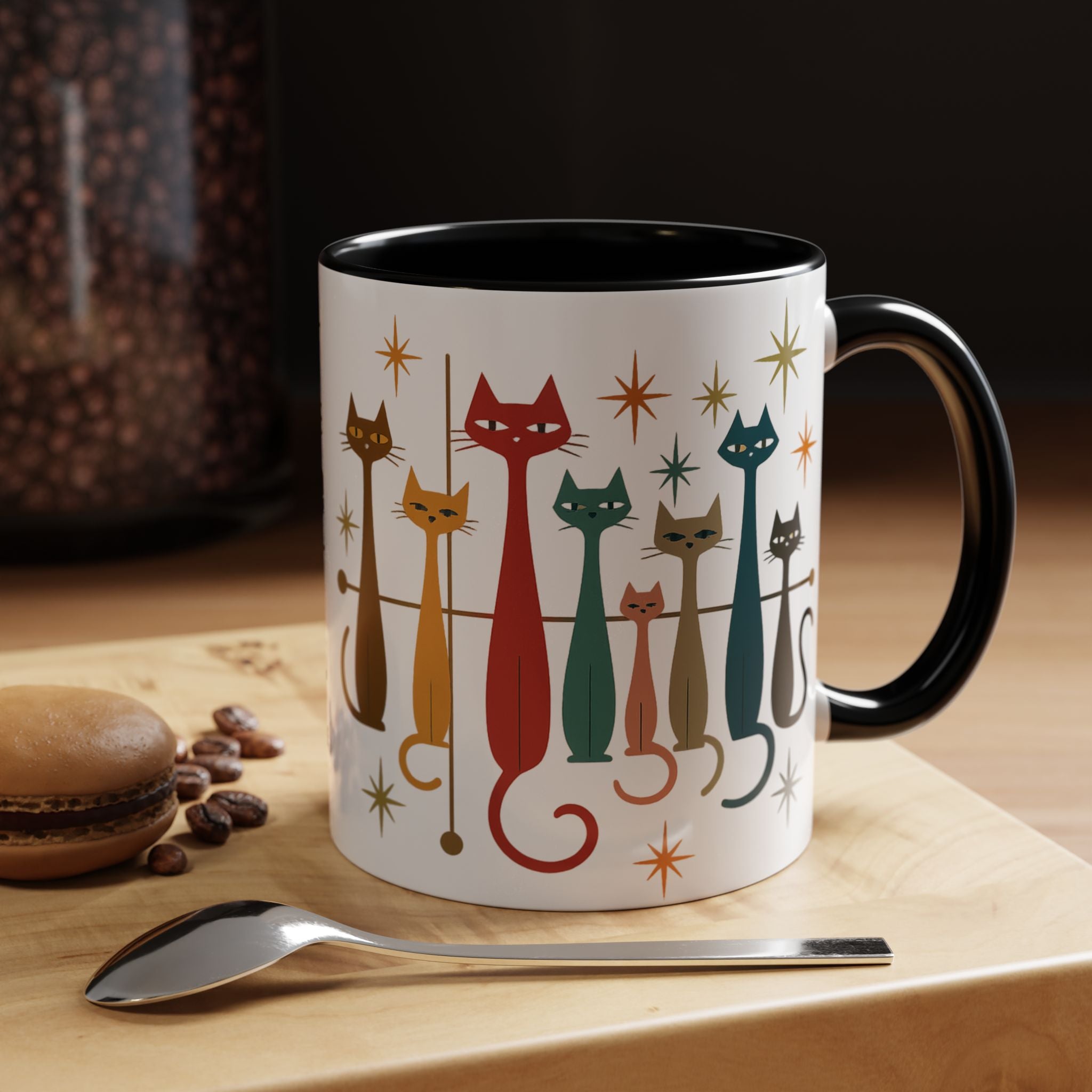 Retro Mid-Century Cats 1950s 1960s Accent Coffee Mug | 11oz 15oz