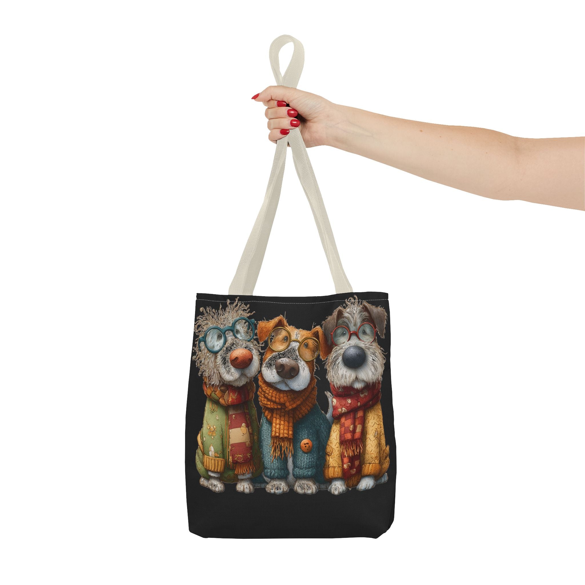 Three Cozy Dogs Tote Bag | Cute Winter Dogs Illustration