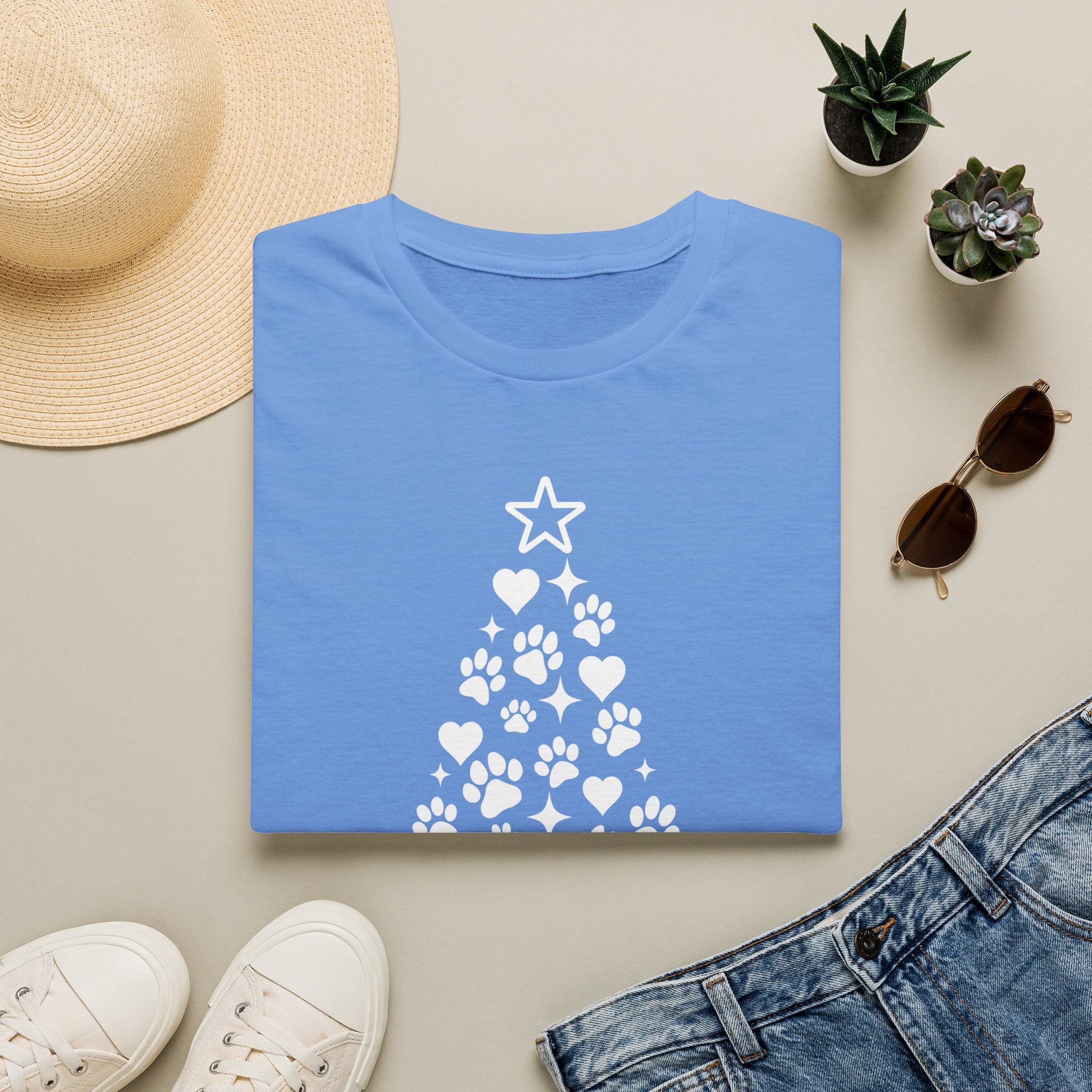 Paw Paw Print Christmas Tree T-Shirt | Dog Lover Holiday Tee