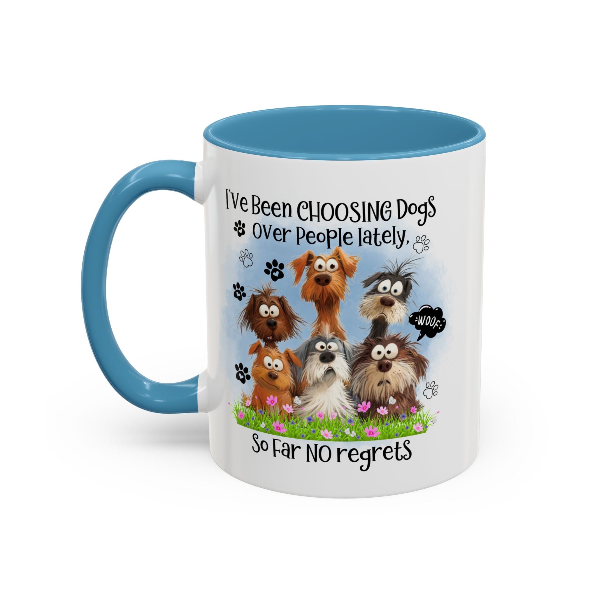 Choosing Dogs Over People Mug | Funny Cute Cartoon Dogs, 11oz 15oz Accent Coffee Mug