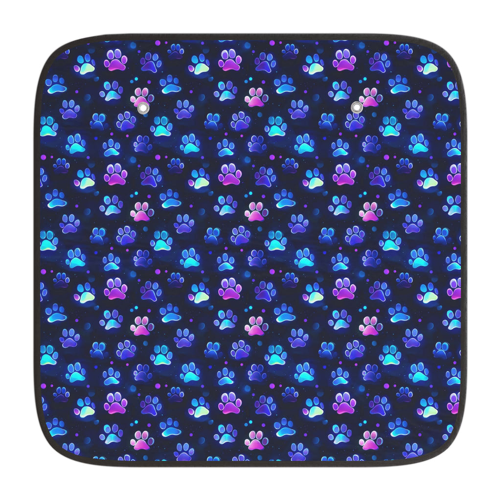 Neon Paw Print Car Sun Shade | Paw Pattern Sunshade