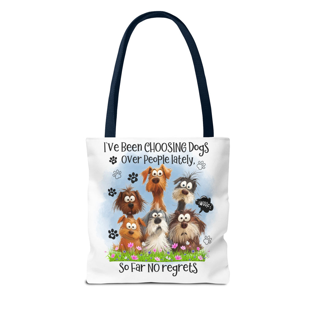 Choosing Dogs Over People Tote Bag | Cute Cartoon Dogs, Paw Print Design