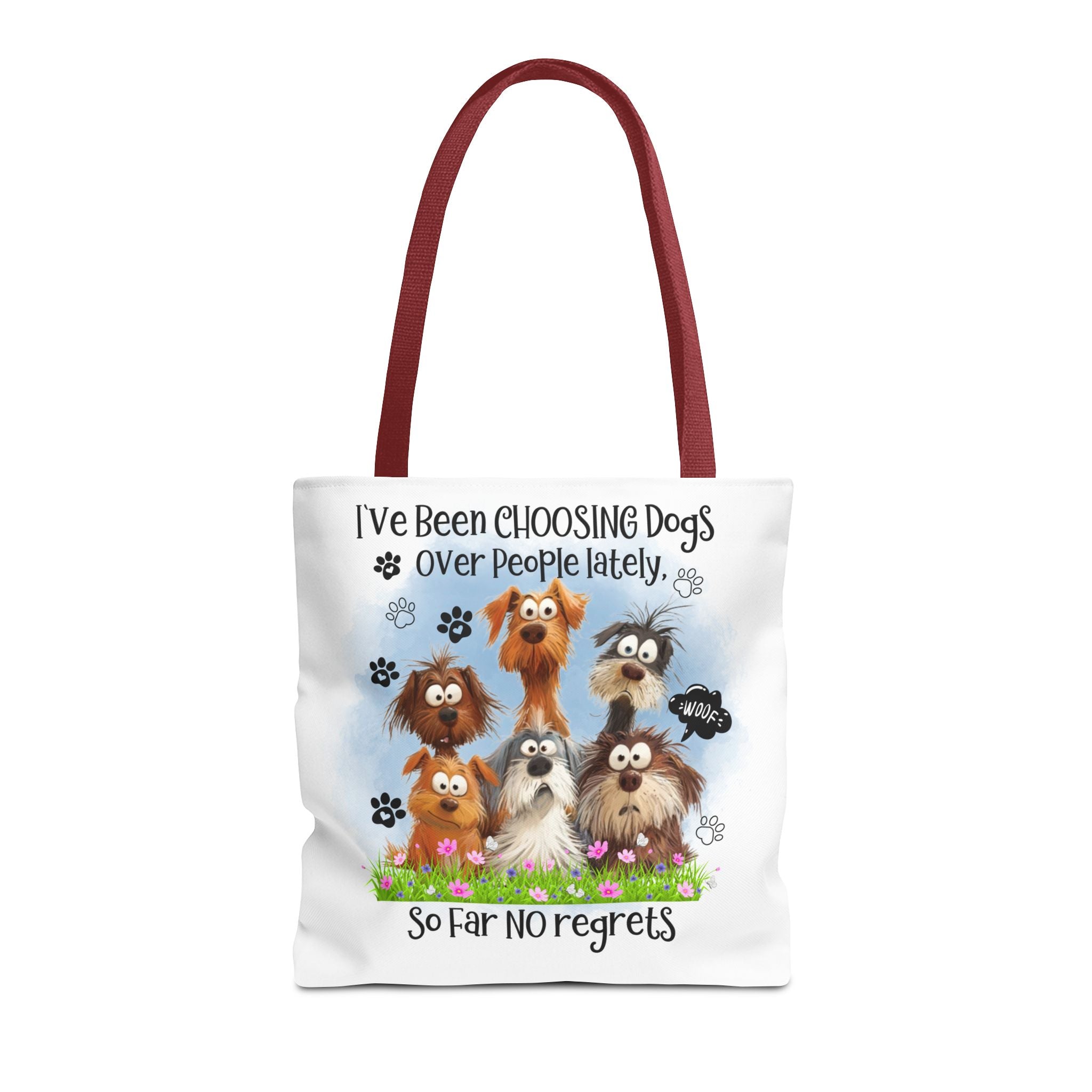 Choosing Dogs Over People Tote Bag | Cute Cartoon Dogs, Paw Print Design