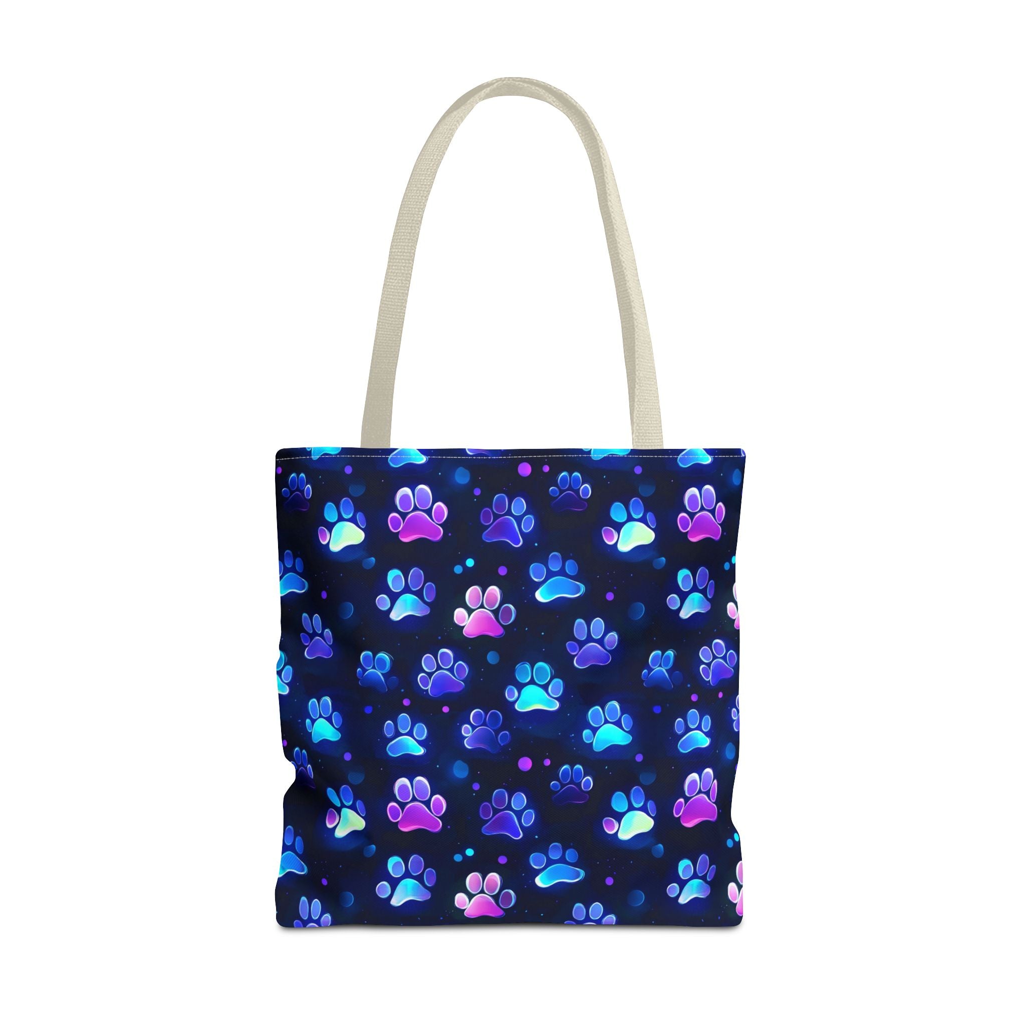Neon Paw Print Tote | Colorful Cat Dog Paw Pattern All Over Print