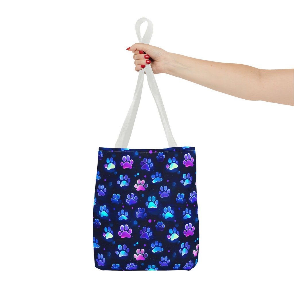 Neon Paw Print Tote | Colorful Cat Dog Paw Pattern All Over Print