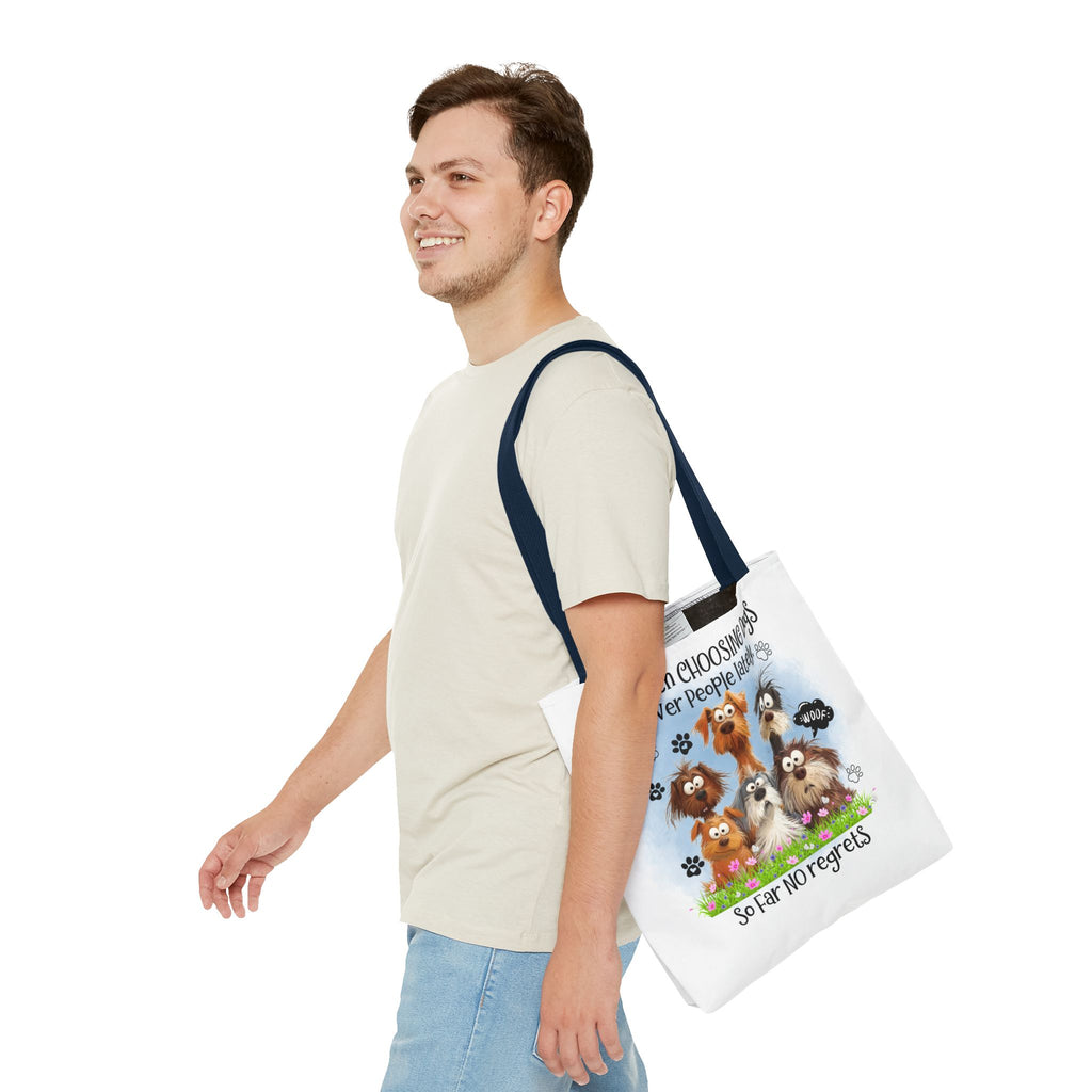 Choosing Dogs Over People Tote Bag | Cute Cartoon Dogs, Paw Print Design