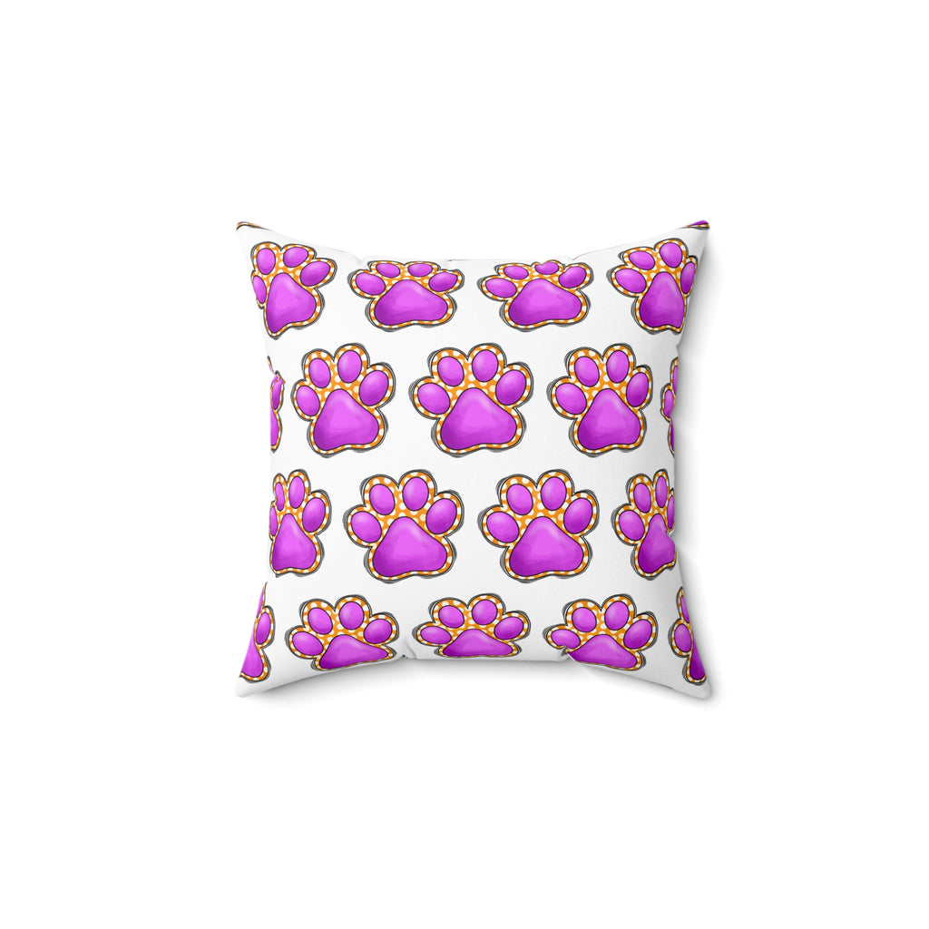 Pink Paw Print Pattern Pillow | Pet Lover Decorative Cushion
