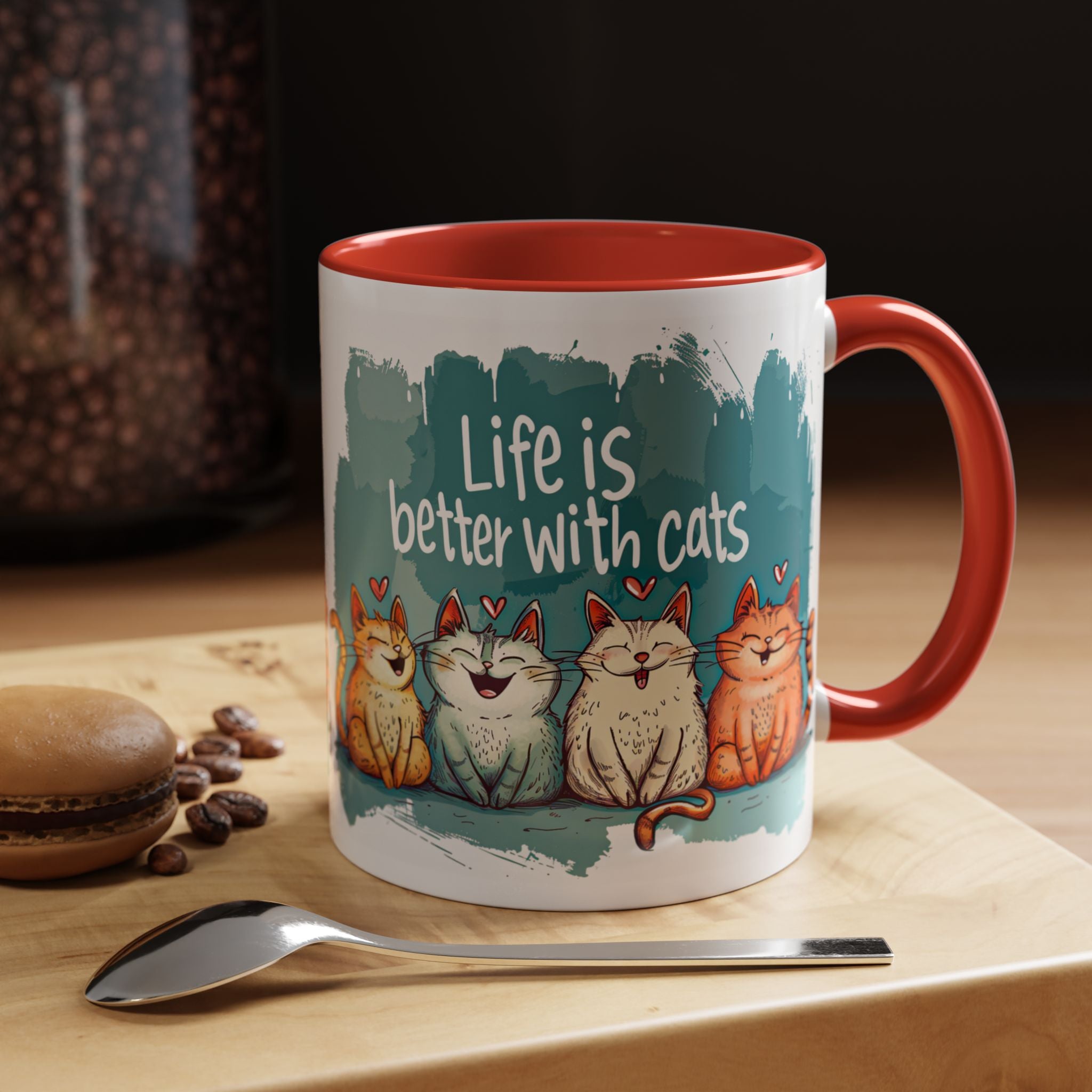 Life Is Better With Cats Coffee Mug | Accent Two-Tone Mug