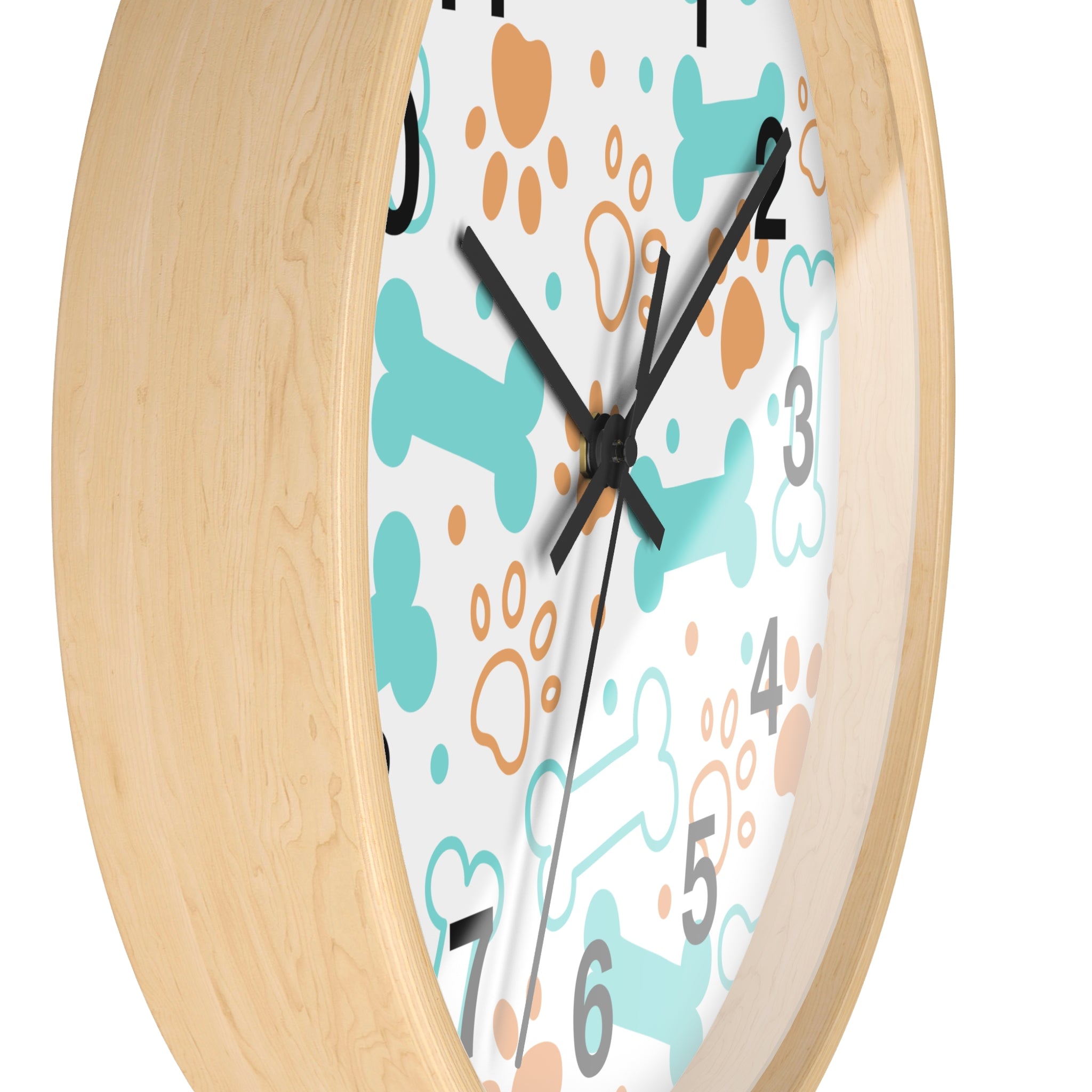 Dog Bones and Paw Prints Wall Clock | Pet-themed Nursery Clock