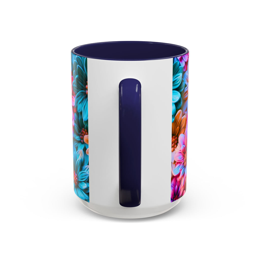 Vibrant Dahlia Floral Accent Mug | 11oz 15oz Ceramic Coffee Mug