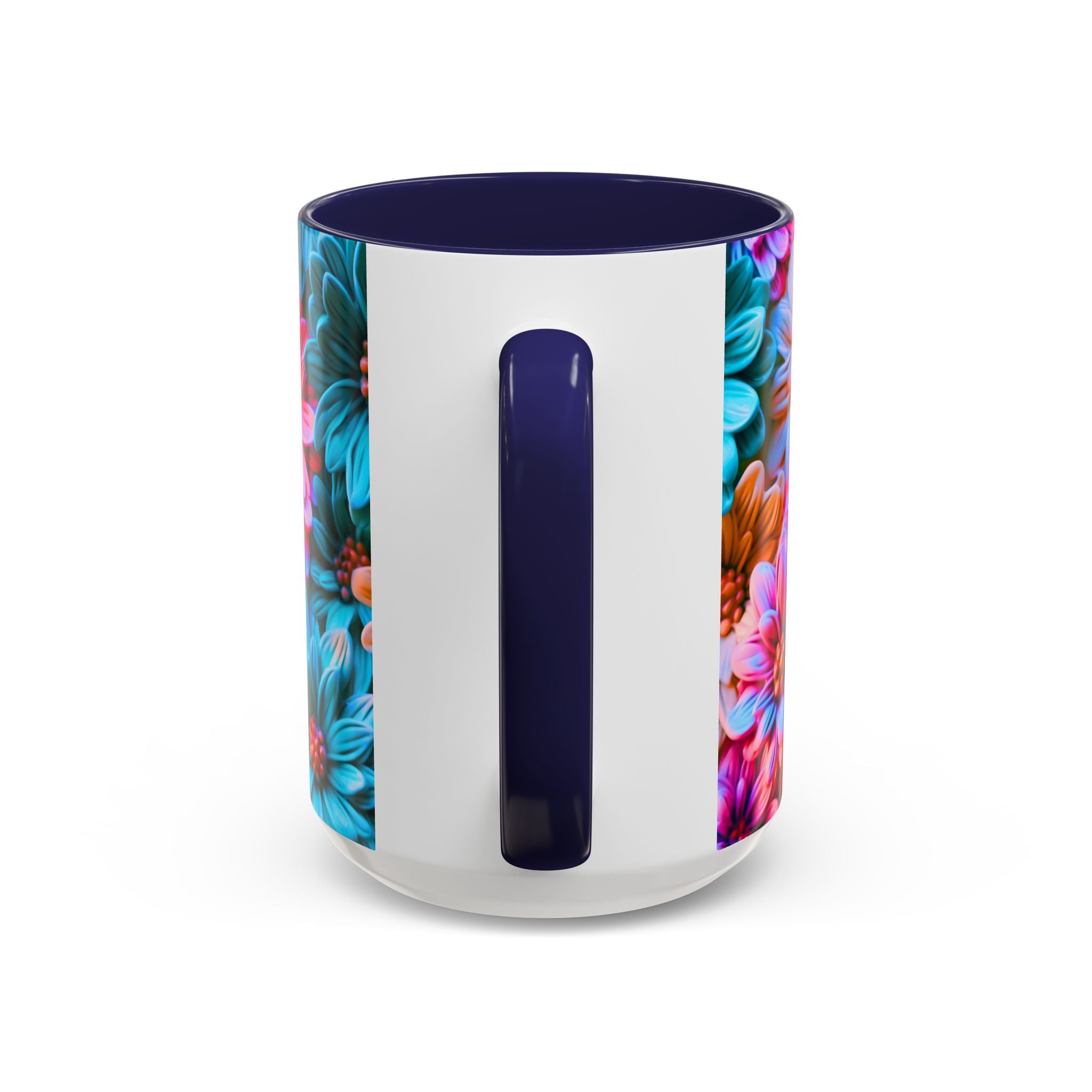 Vibrant Dahlia Floral Accent Mug | 11oz 15oz Ceramic Coffee Mug