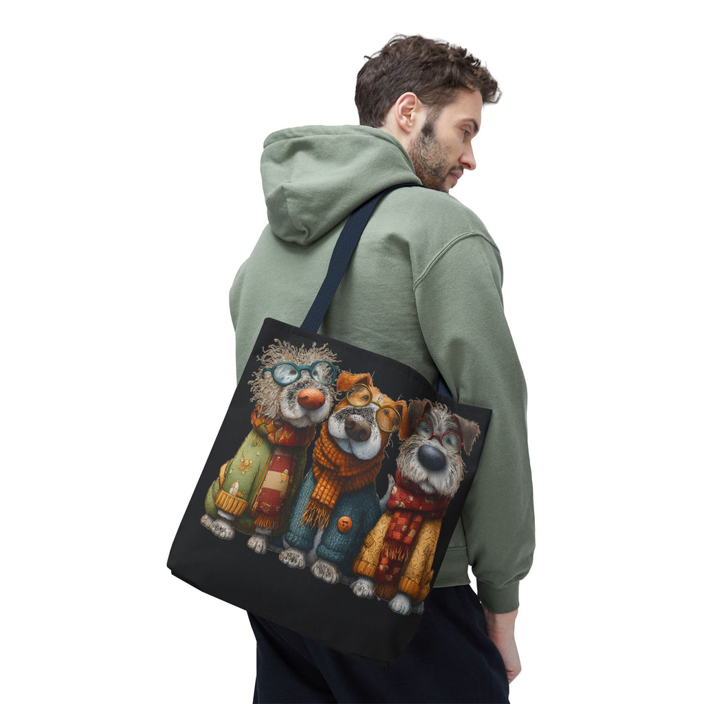 Three Cozy Dogs Tote Bag | Cute Winter Dogs Illustration