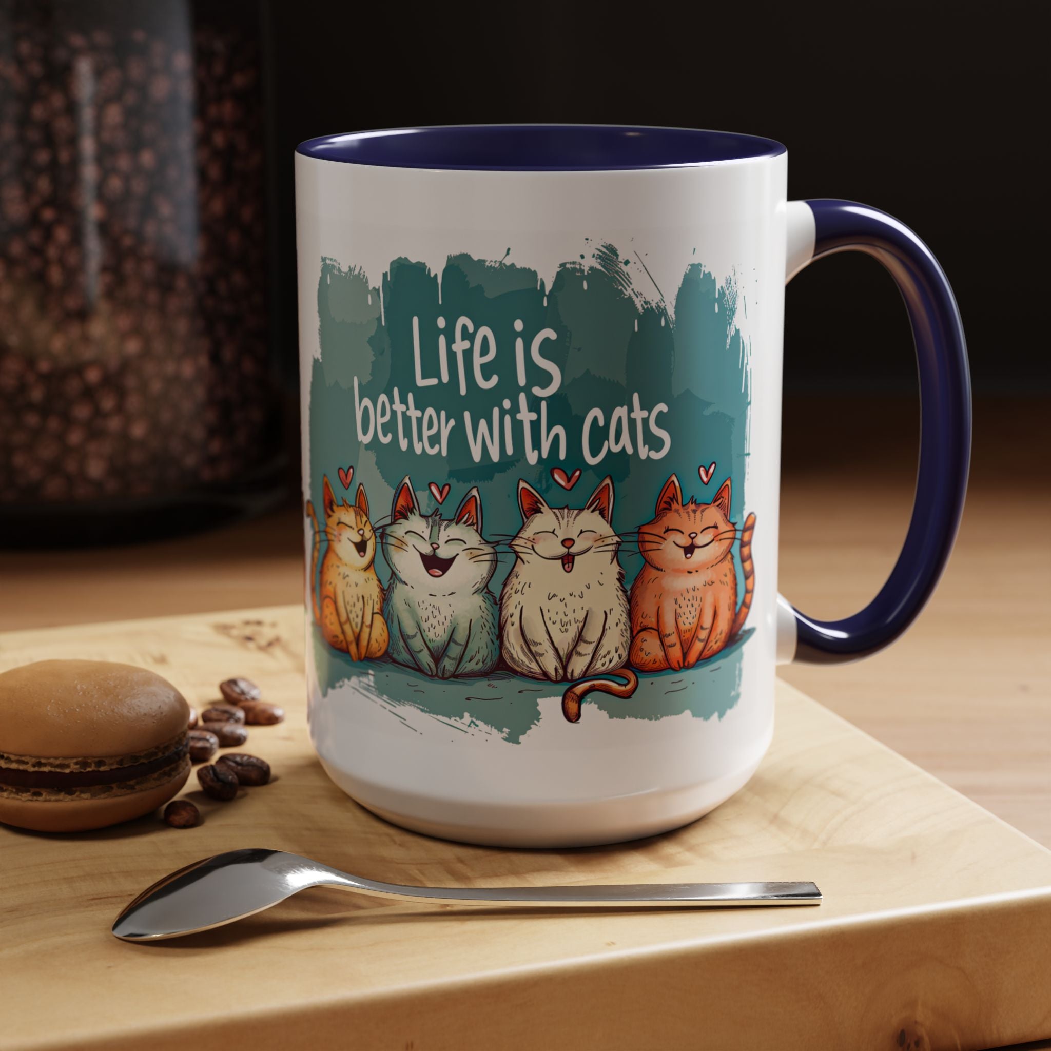 Life Is Better With Cats Coffee Mug | Accent Two-Tone Mug