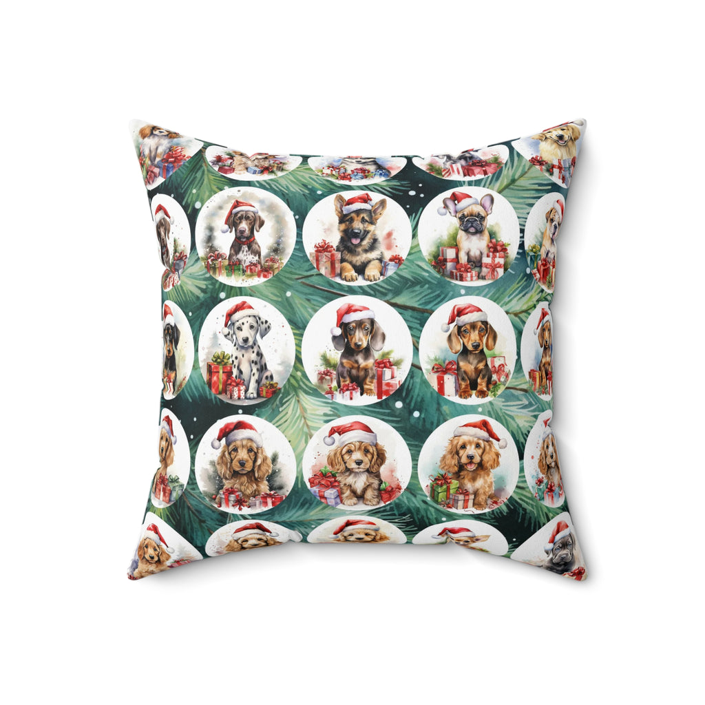 Christmas Puppy Ornaments pillow | Square Pillow, Holiday Dogs Pattern