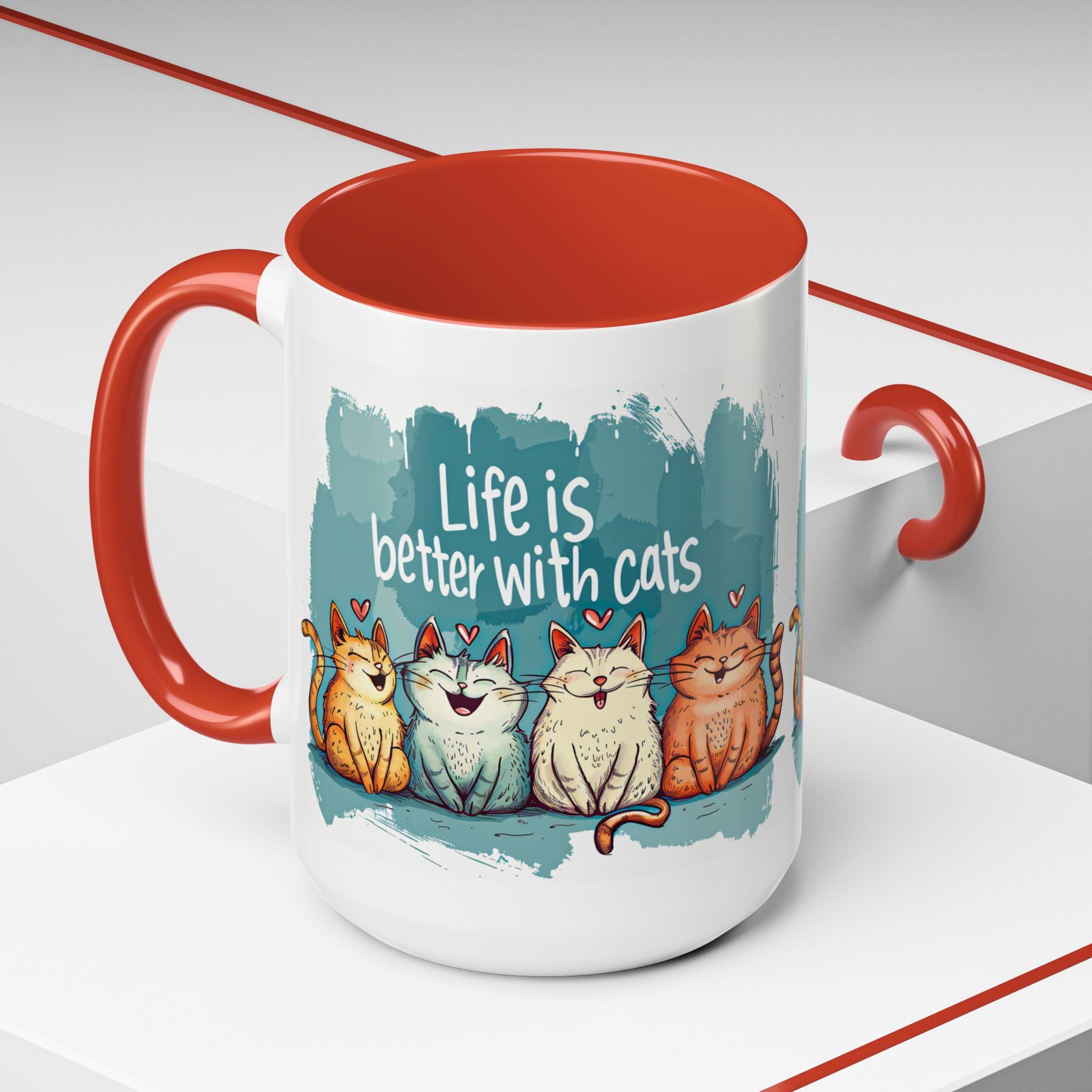 Life Is Better With Cats Coffee Mug | Accent Two-Tone Mug
