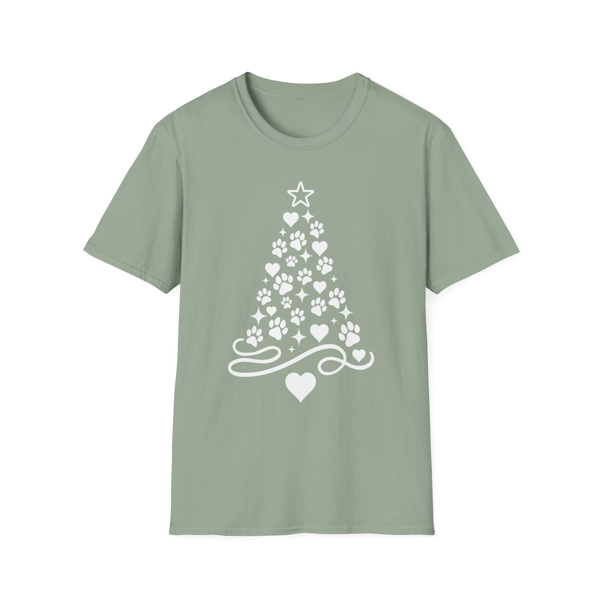 Paw Paw Print Christmas Tree T-Shirt | Dog Lover Holiday Tee