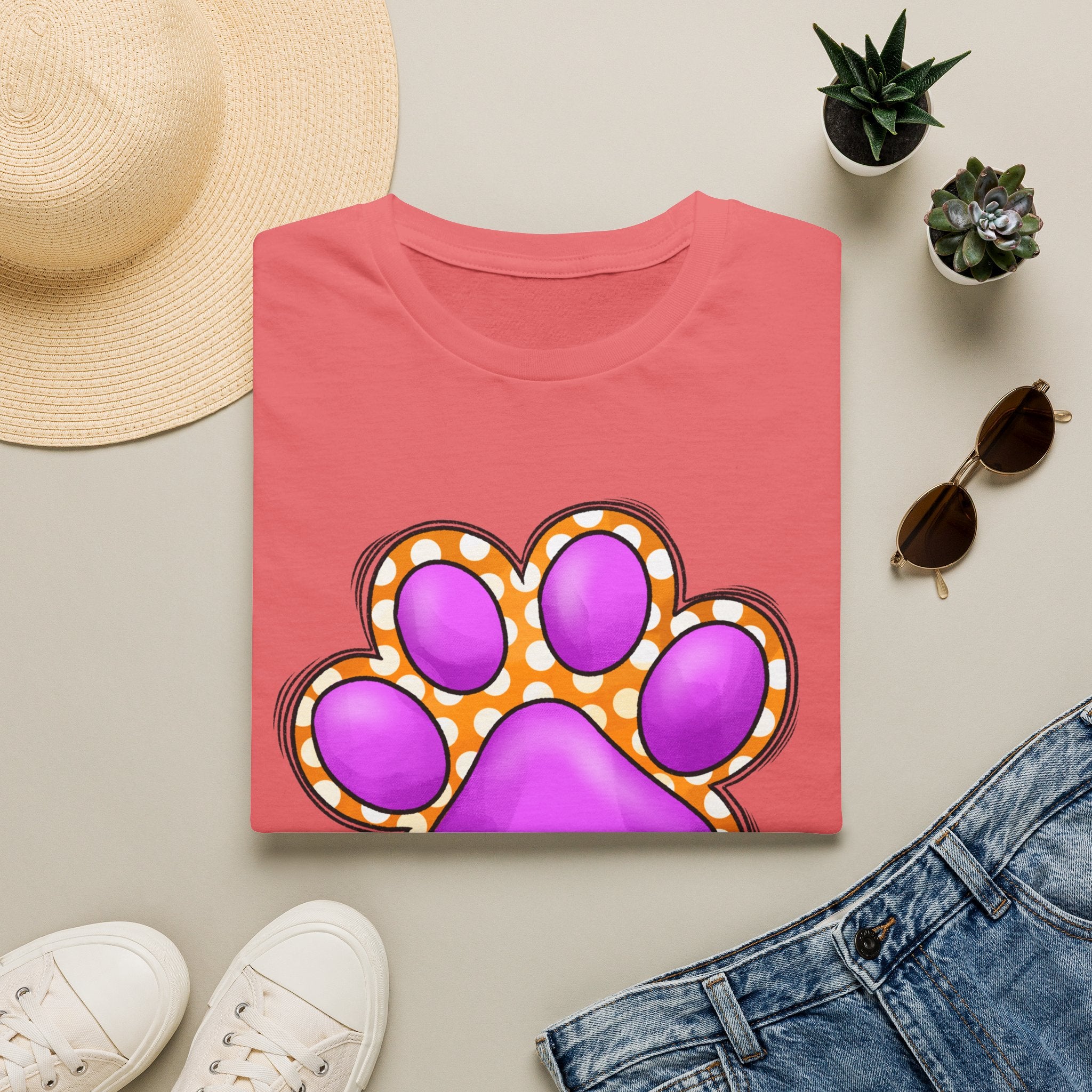 Pink Paw Print T-Shirt | Cute Animal Paw Graphic Tee