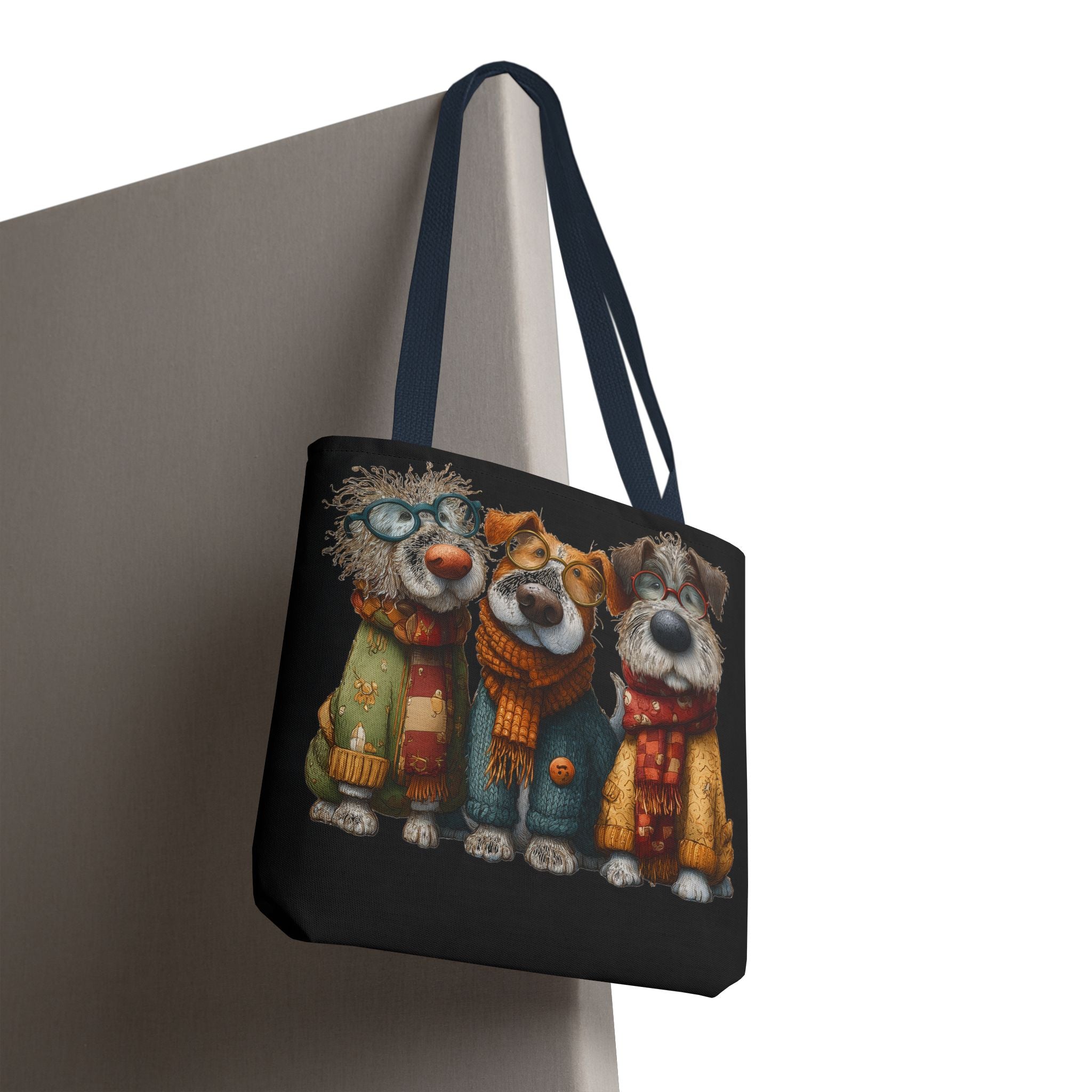 Three Cozy Dogs Tote Bag | Cute Winter Dogs Illustration