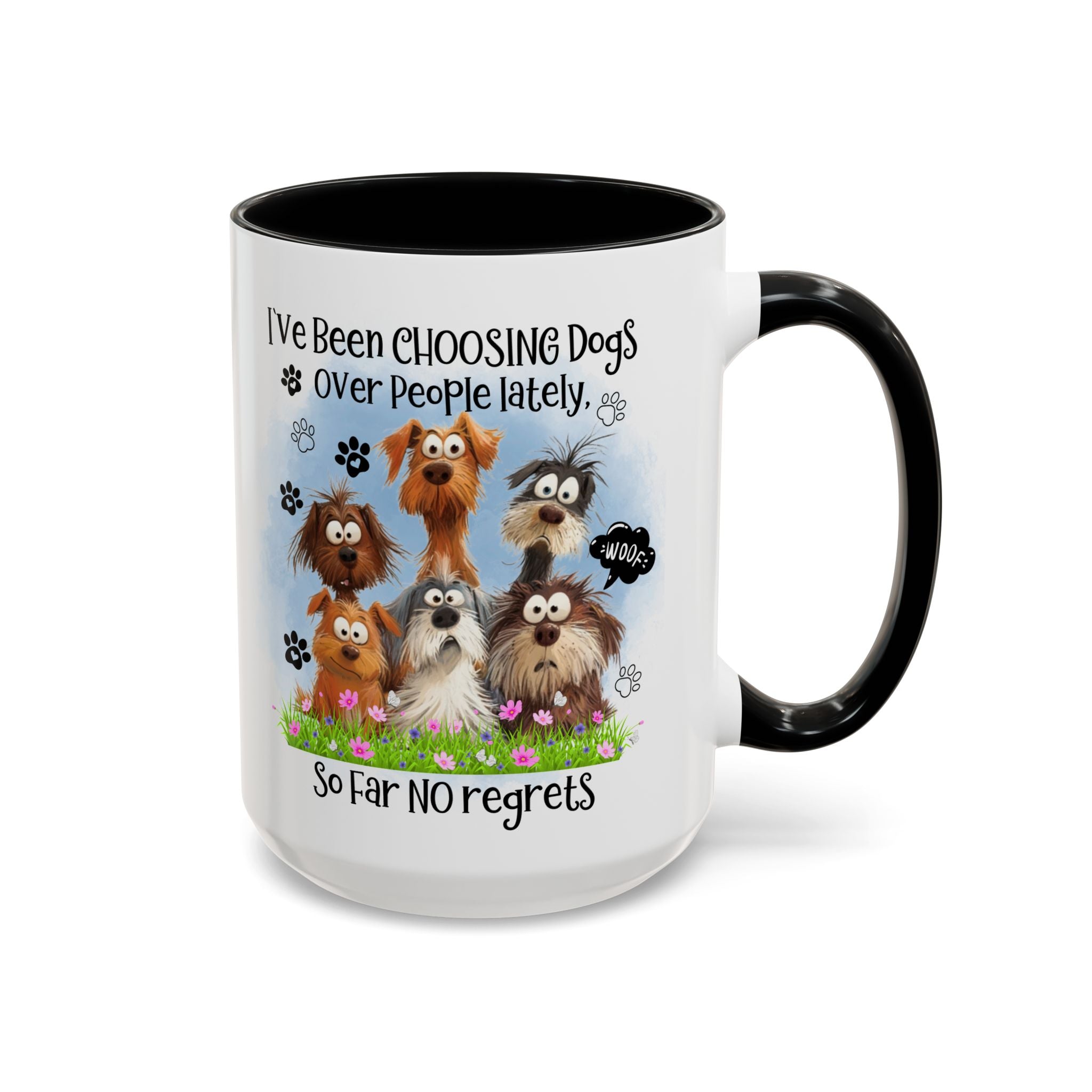 Choosing Dogs Over People Mug | Funny Cute Cartoon Dogs, 11oz 15oz Accent Coffee Mug