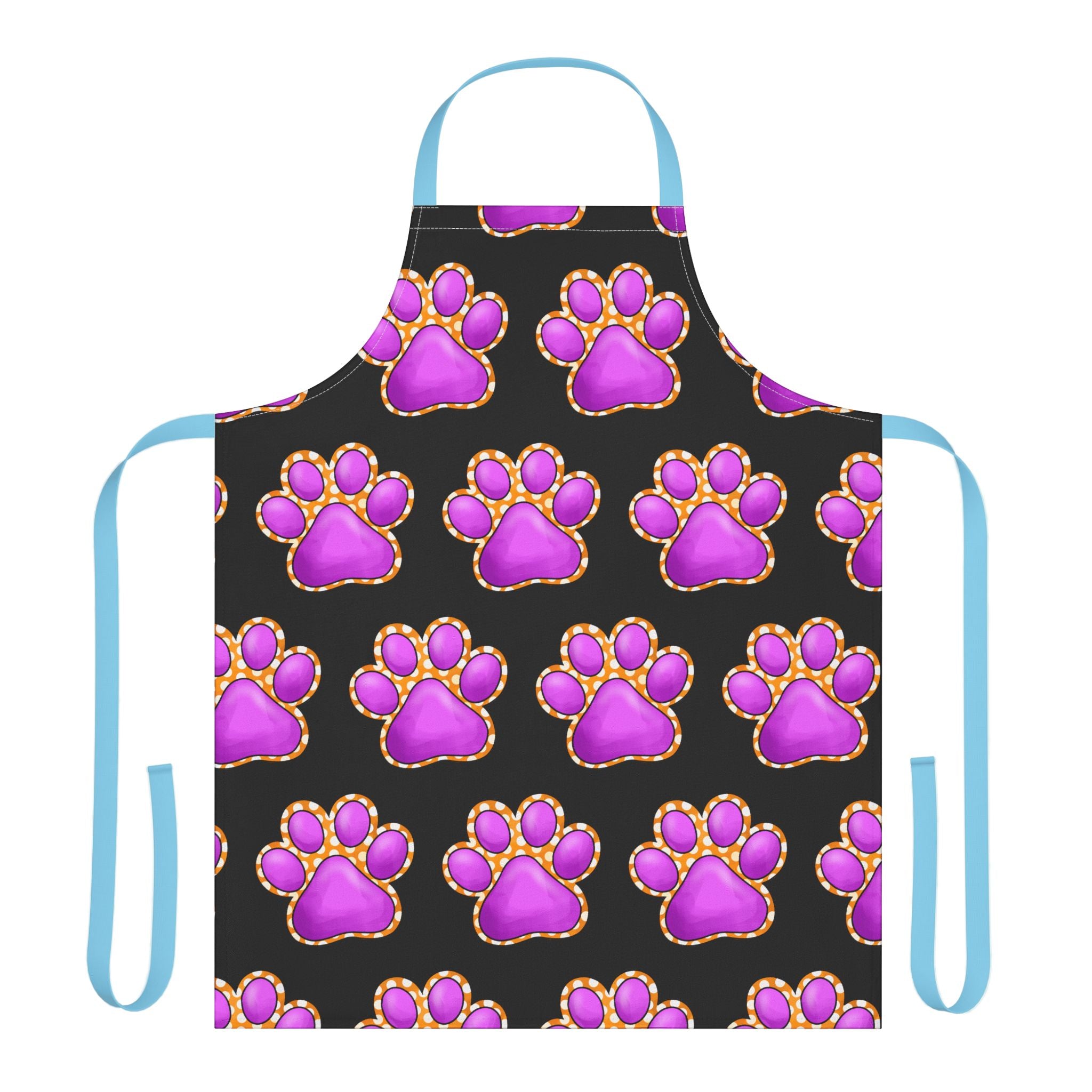 Purple Paw Print Apron | Pet Lover Kitchen Apron, Colorful Paw Pattern