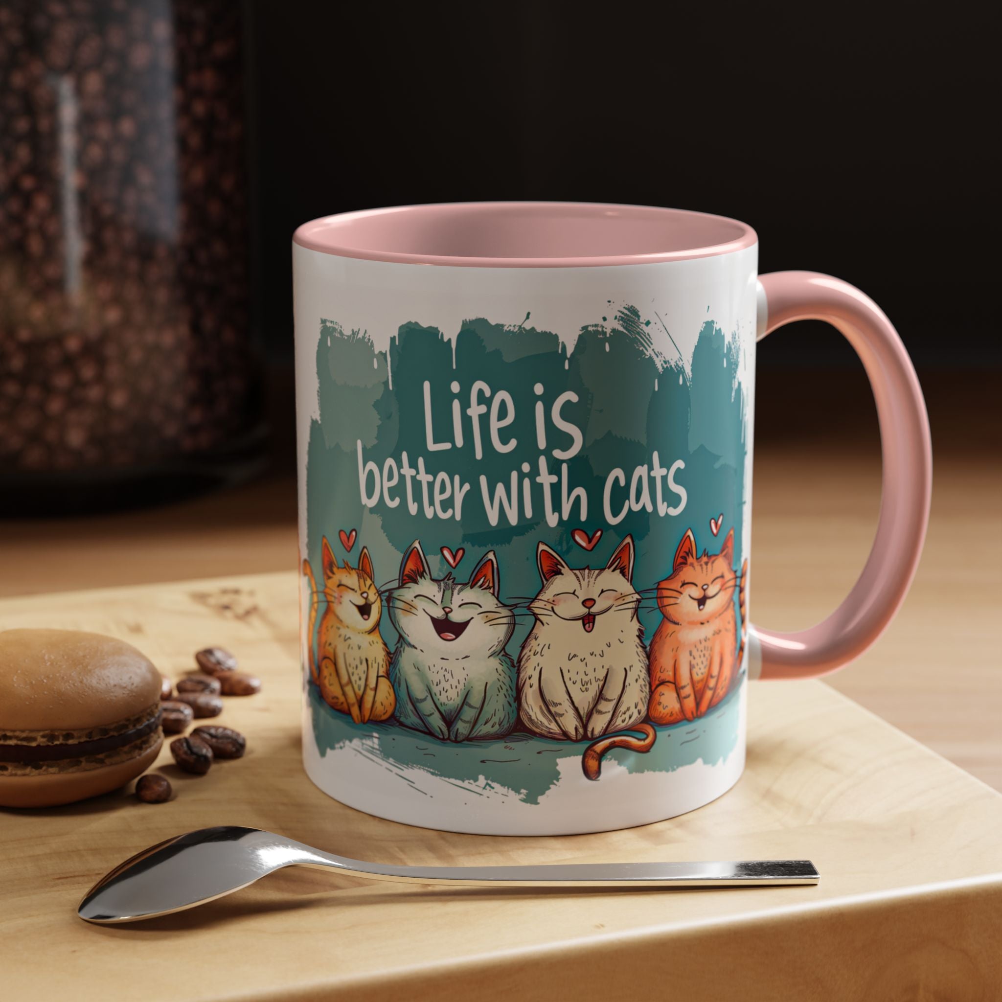 Life Is Better With Cats Coffee Mug | Accent Two-Tone Mug