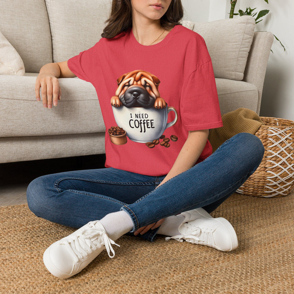 Pug in Coffee Cup T-Shirt | I Need Coffee Puppy Tee