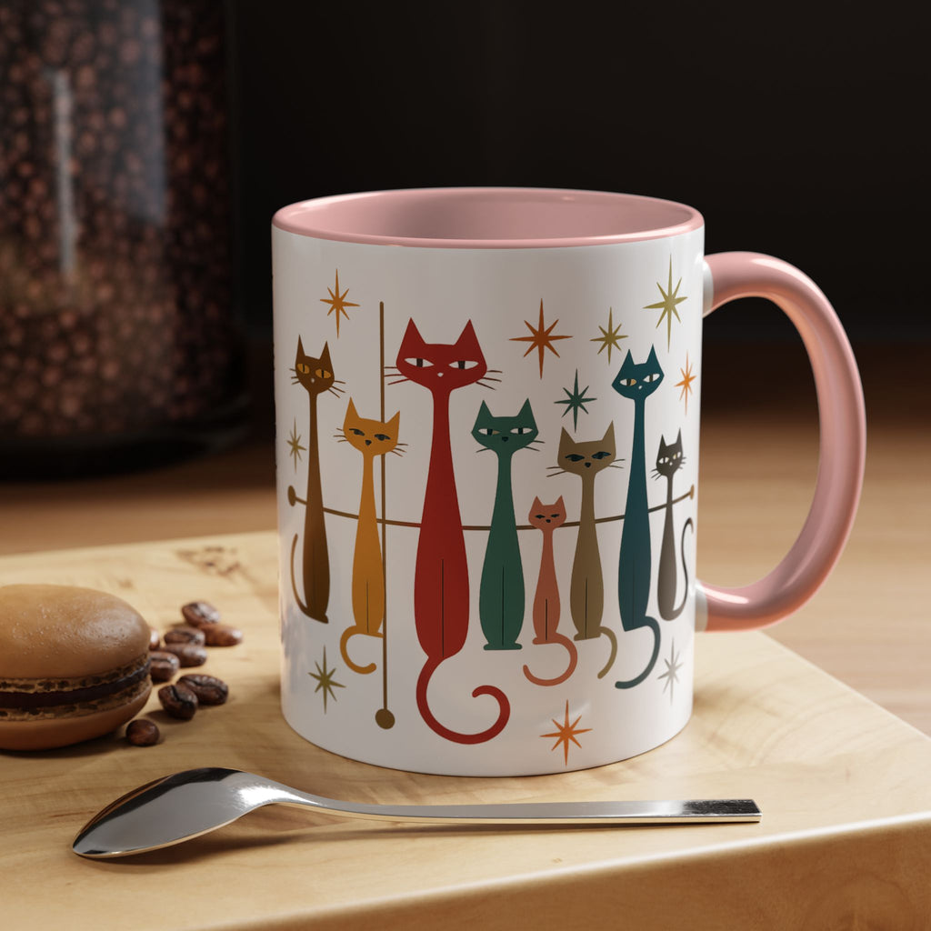 Retro Mid-Century Cats 1950s 1960s Accent Coffee Mug | 11oz 15oz