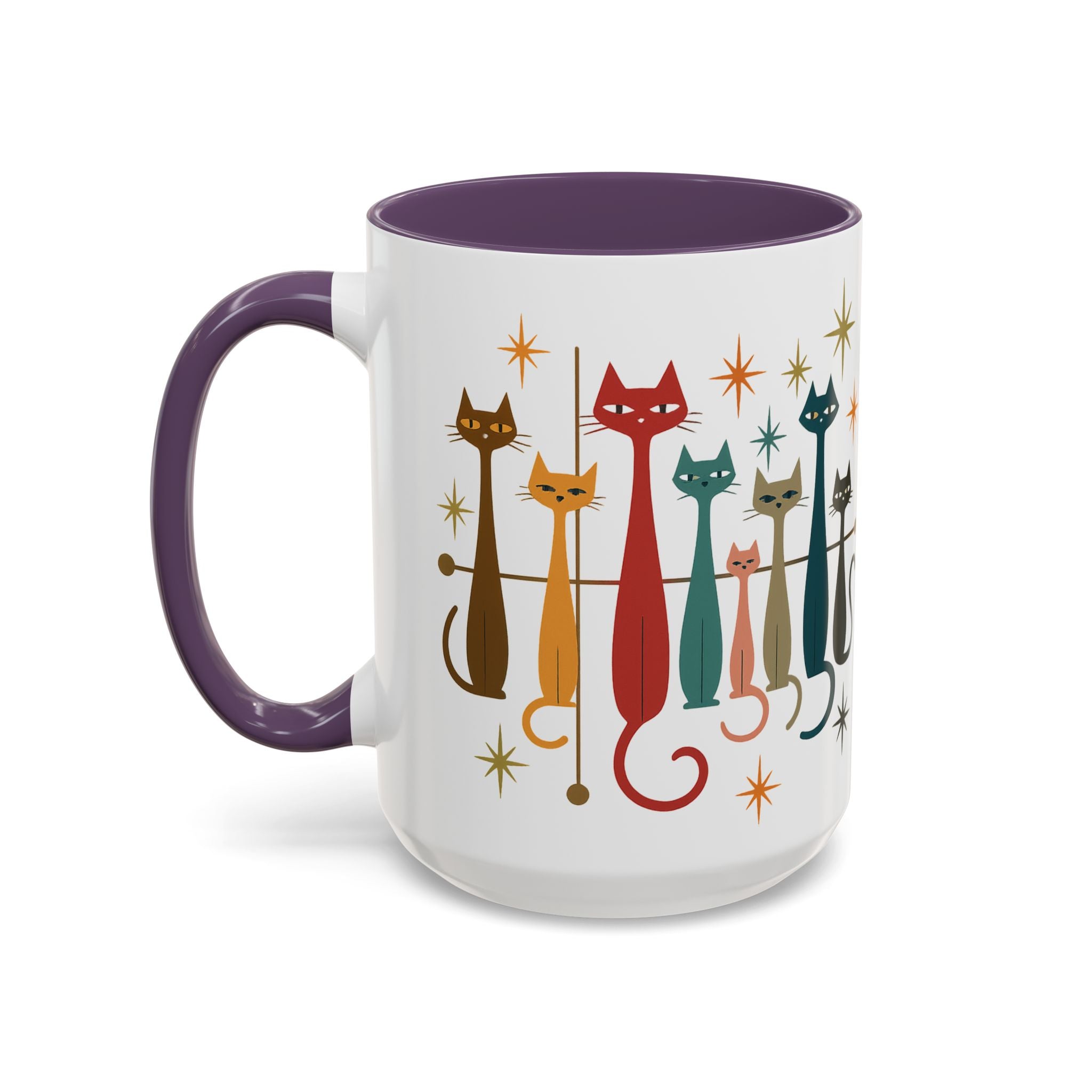 Retro Mid-Century Cats 1950s 1960s Accent Coffee Mug | 11oz 15oz
