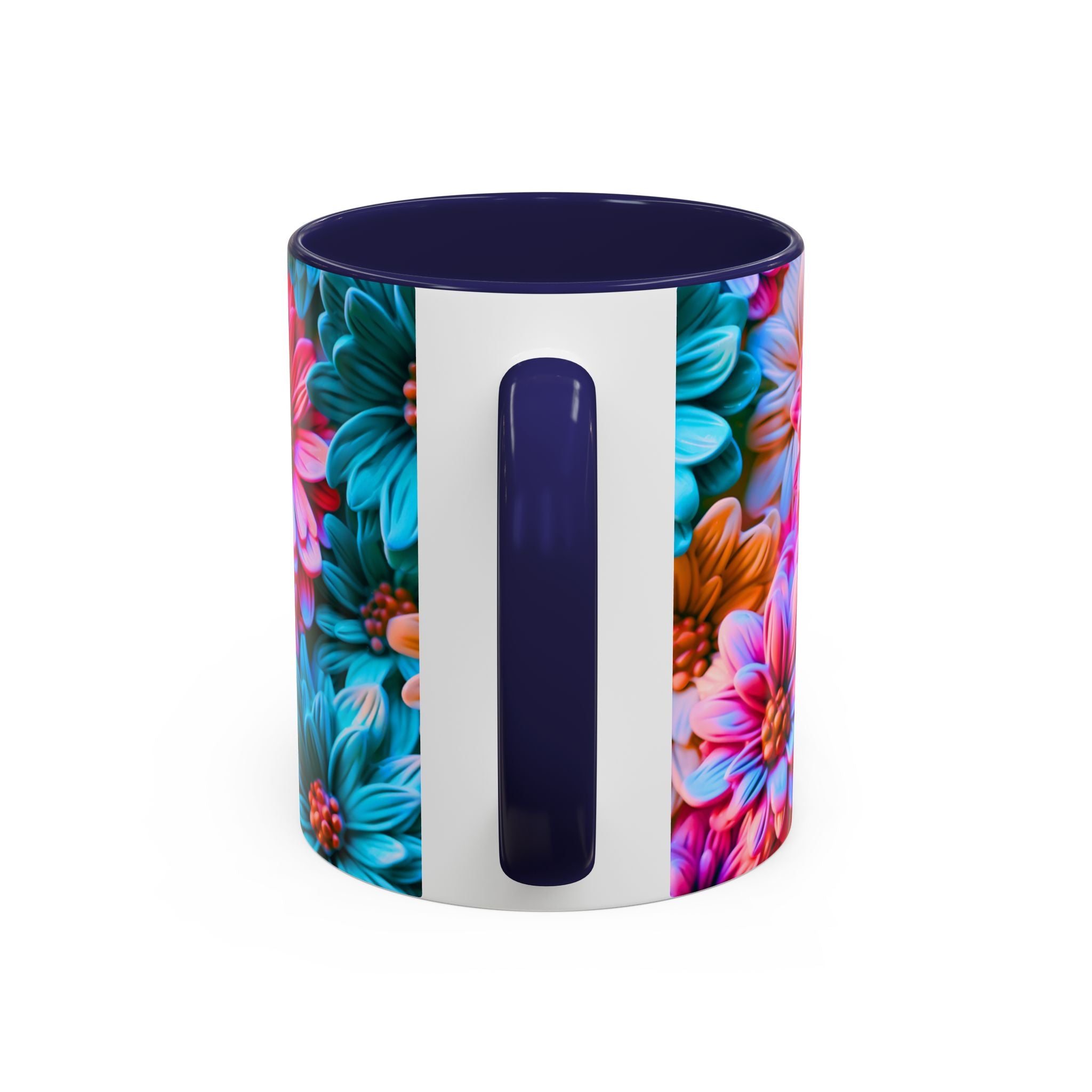 Vibrant Dahlia Floral Accent Mug | 11oz 15oz Ceramic Coffee Mug