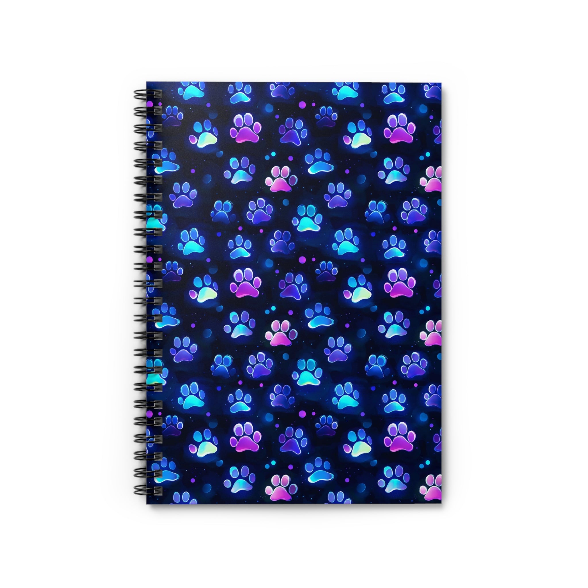 Colorful Paw Prints Spiral Notebook | Ruled Line