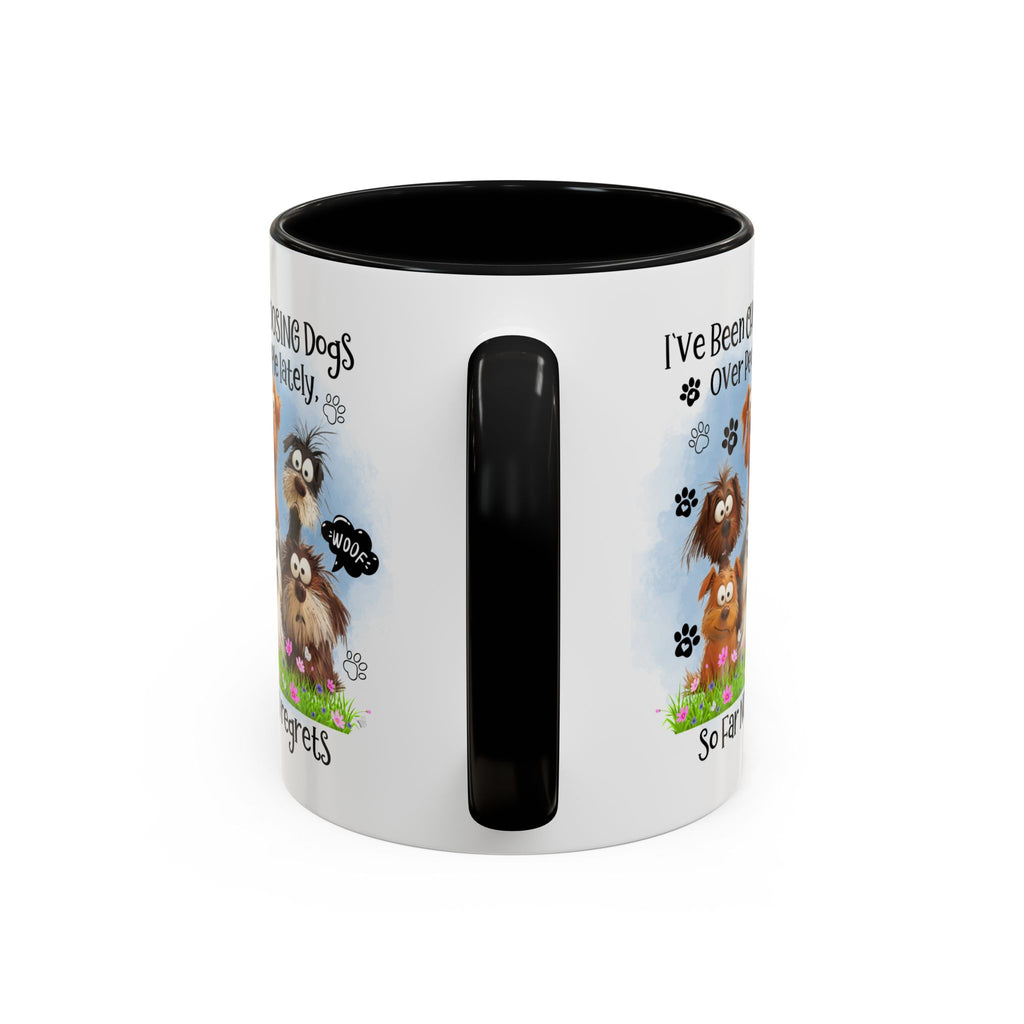 Choosing Dogs Over People Mug | Funny Cute Cartoon Dogs, 11oz 15oz Accent Coffee Mug