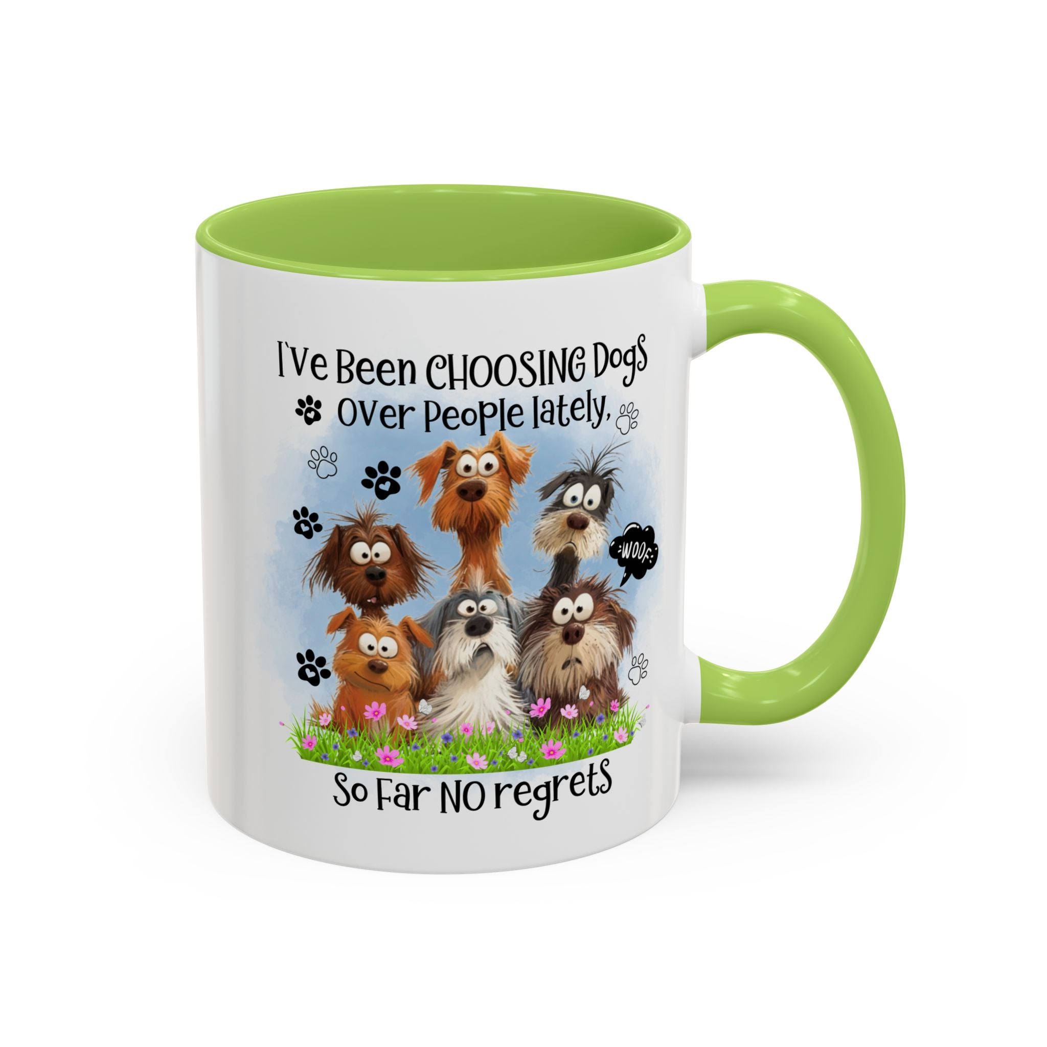 Choosing Dogs Over People Mug | Funny Cute Cartoon Dogs, 11oz 15oz Accent Coffee Mug