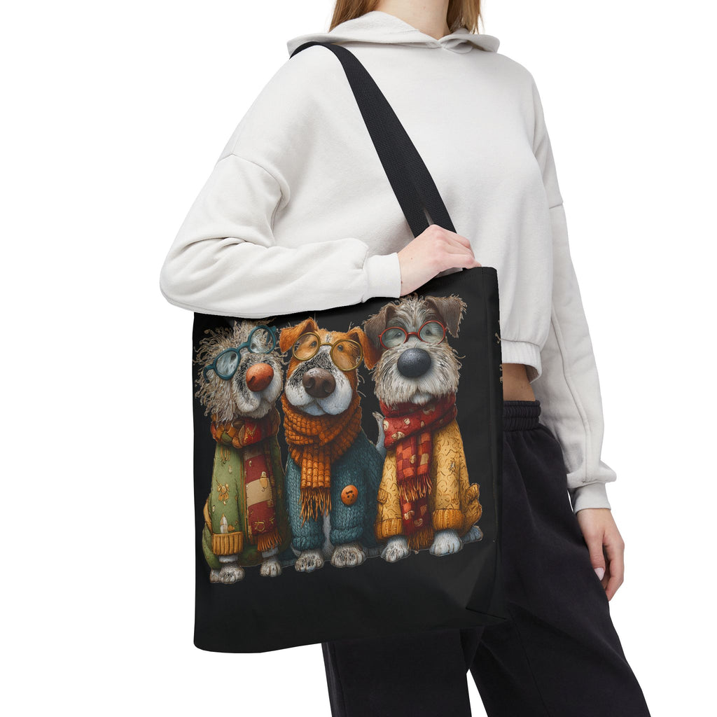 Three Cozy Dogs Tote Bag | Cute Winter Dogs Illustration